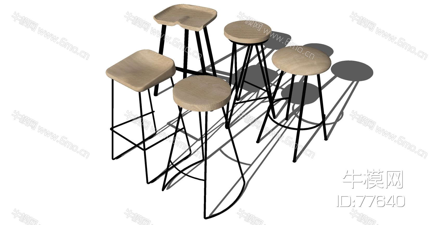 现代金属铁艺实木吧台椅