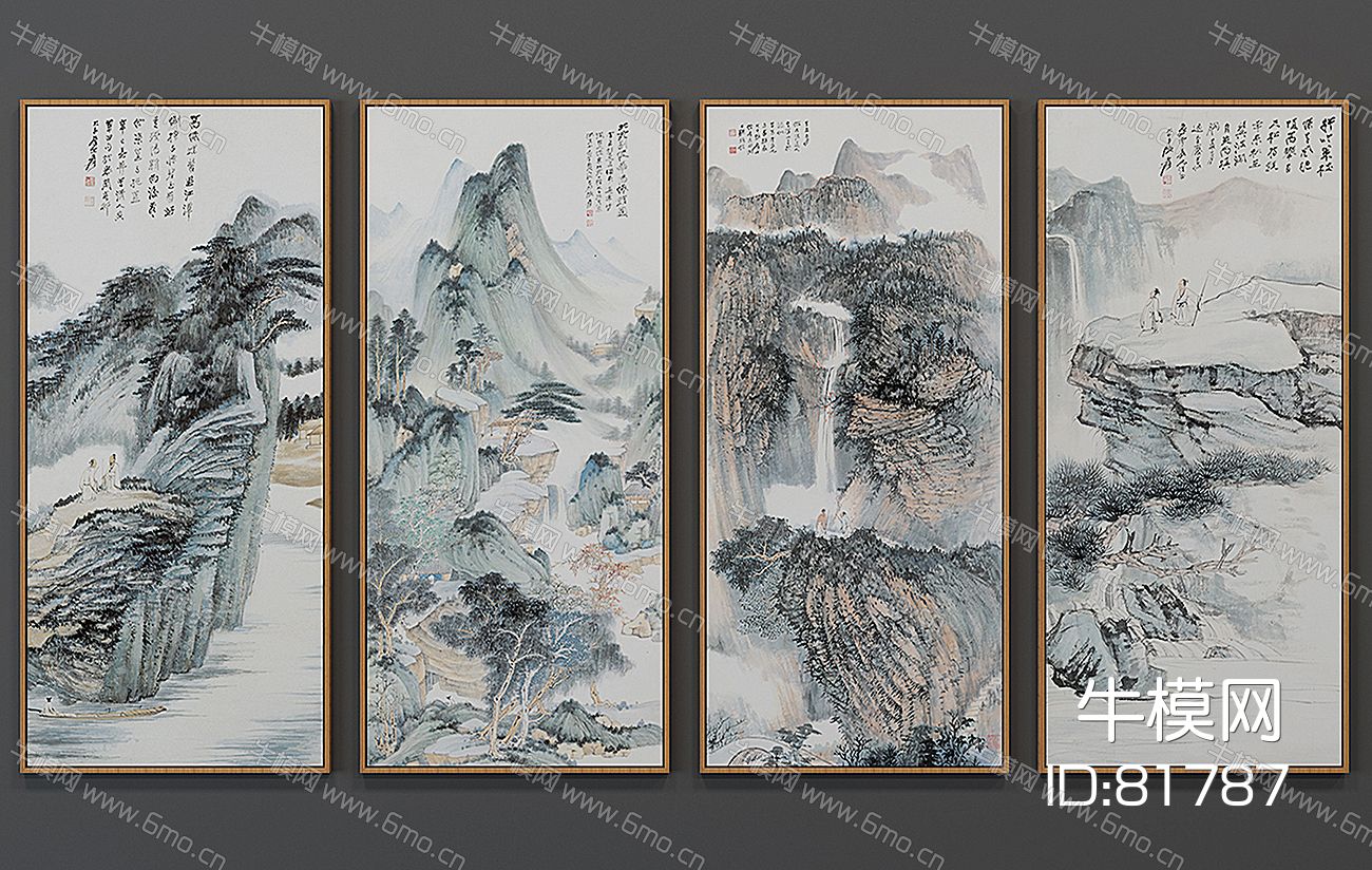 中式山水装饰画组合
