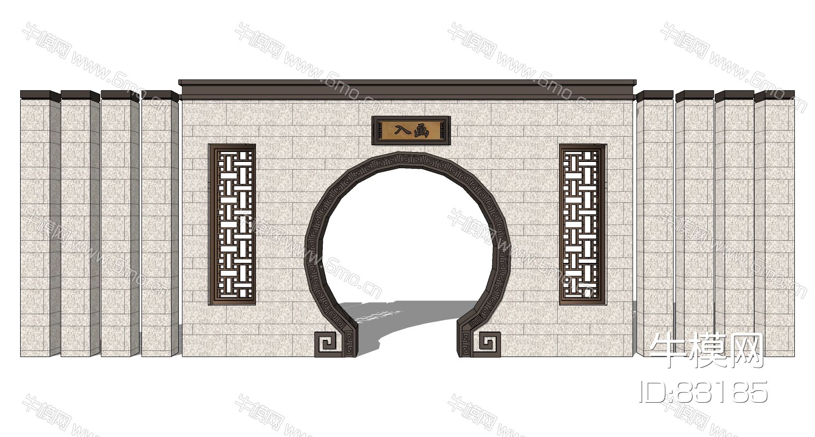 中式庭院月亮门月洞门墙