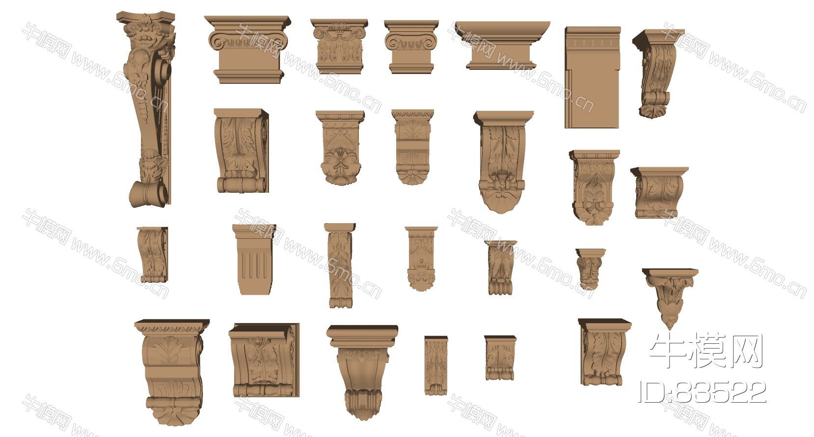 欧式法式罗马柱柱头柱基角花构件