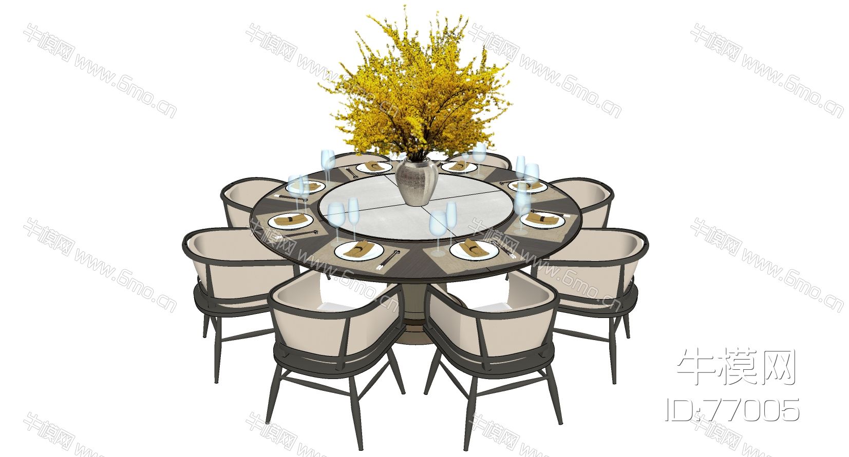 新中式实木单人沙发椅子圆形桌子餐桌