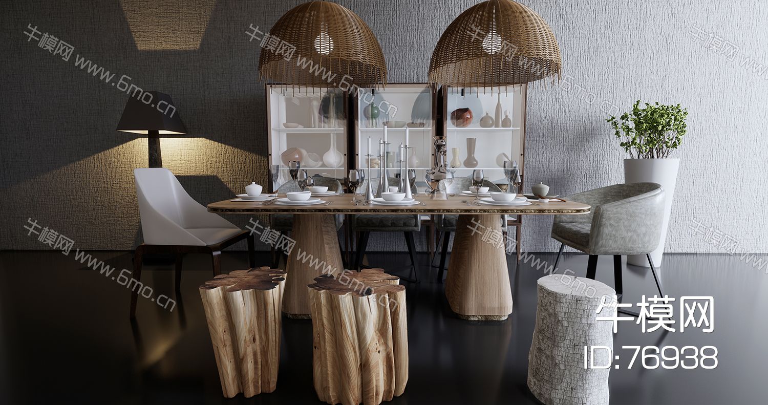 现代北欧工业风餐厅餐桌