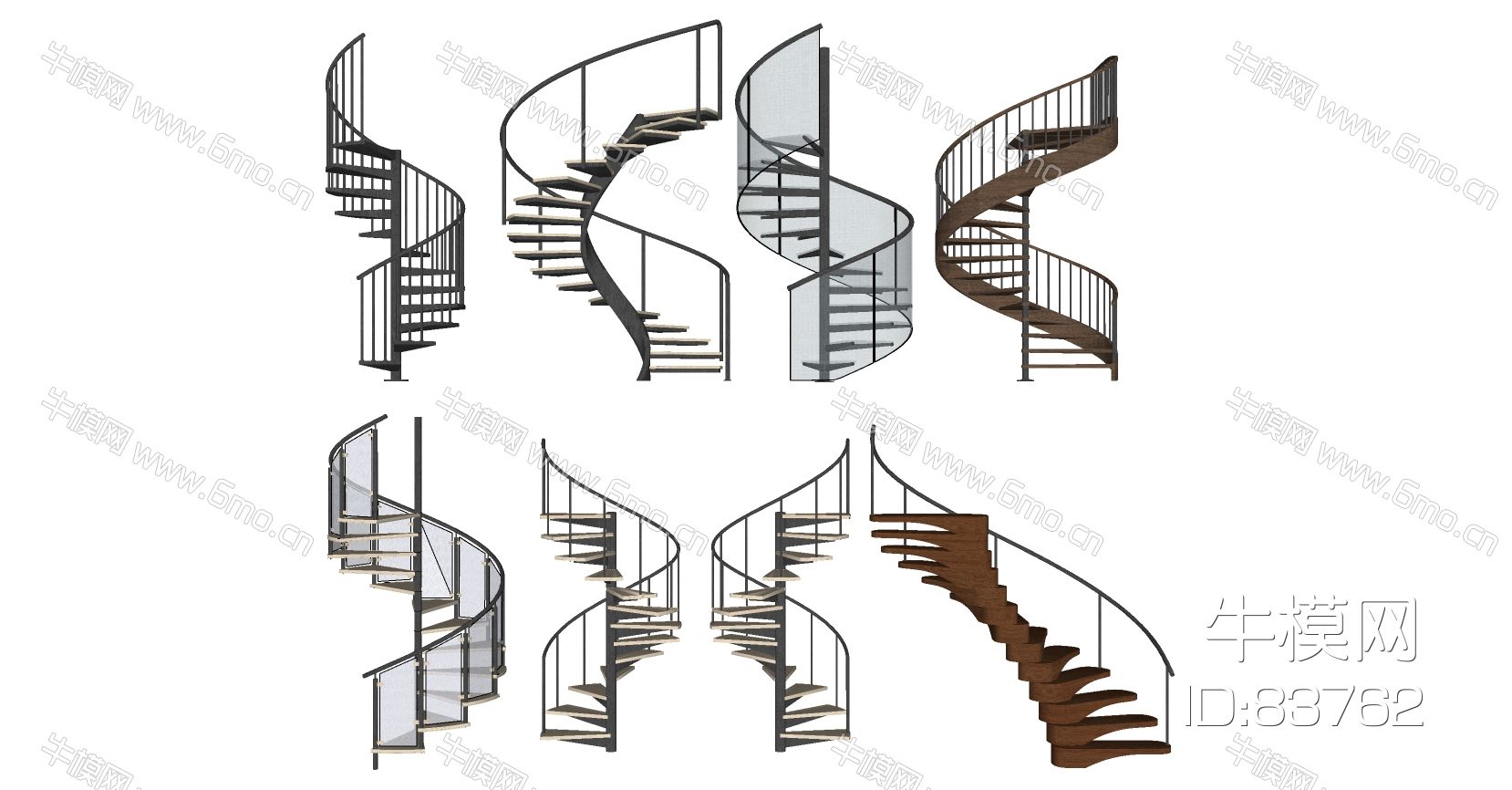 现代金属玻璃刚健美式欧式旋转楼梯
