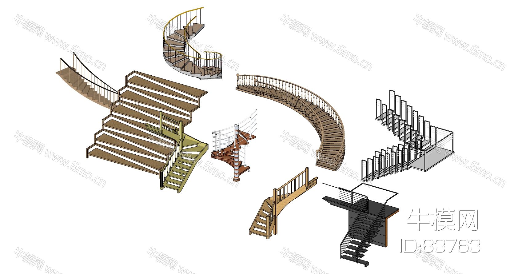 现代欧式美式实木旋转楼梯