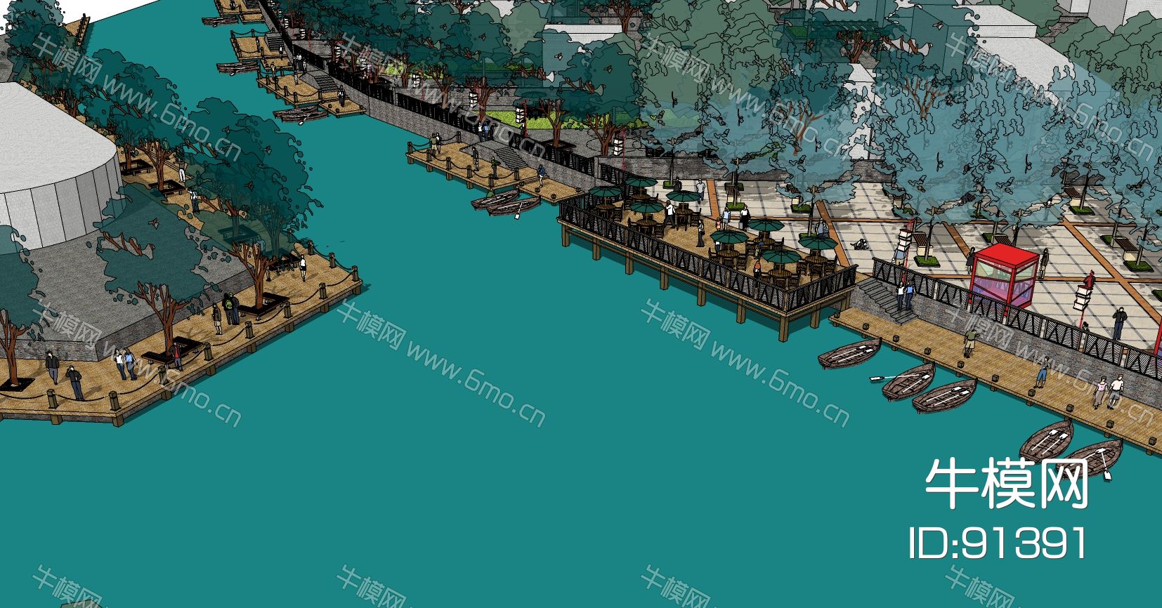 码头木船河道栏杆护栏规划园林景观