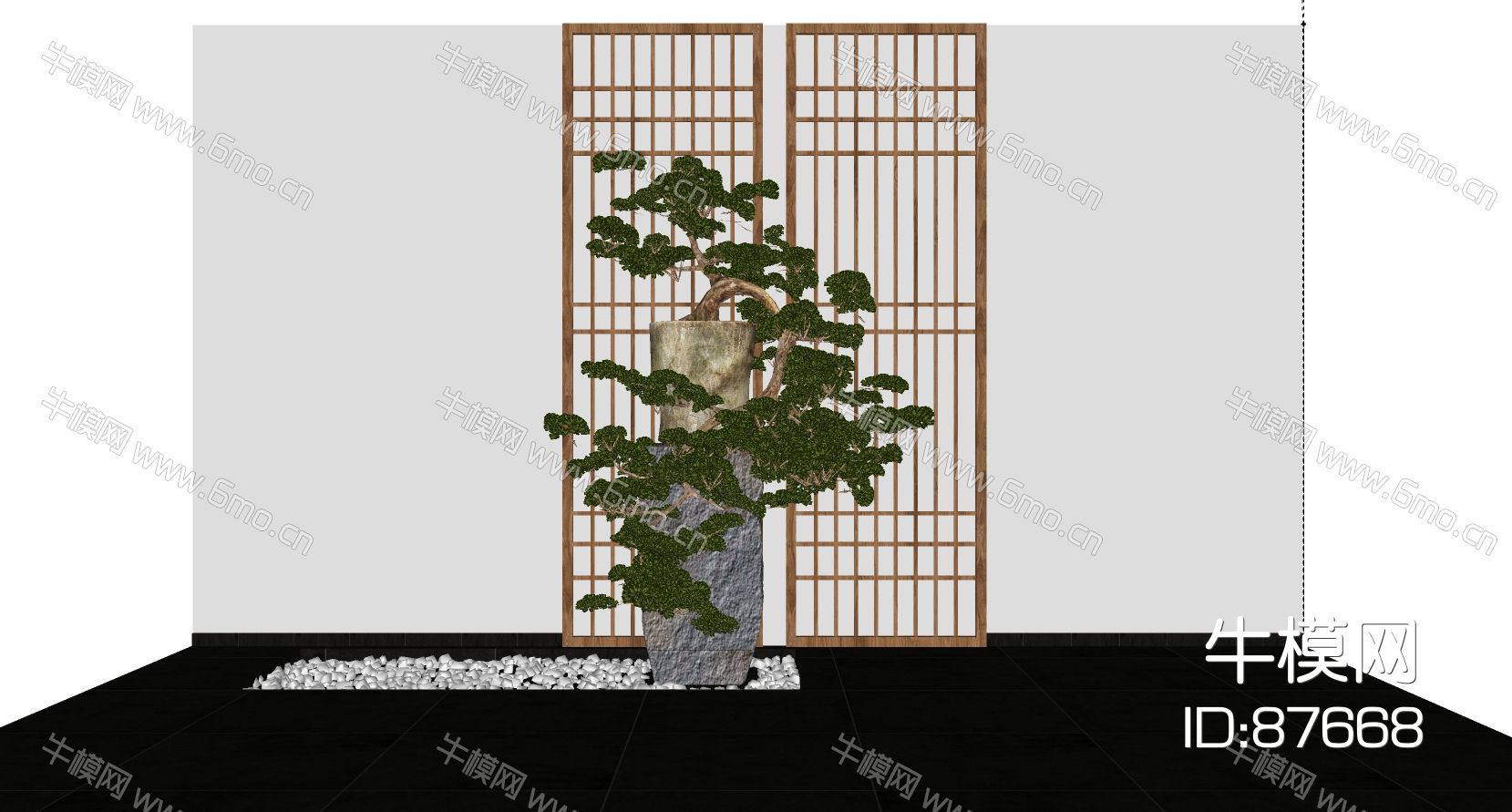 新中式盆景植物花架摆台