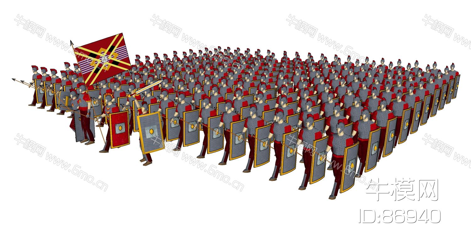 古代士兵将士su模型下载