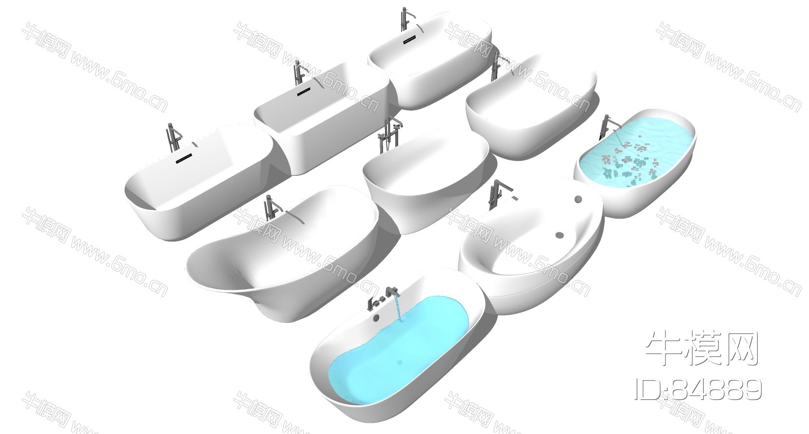 现代简约方形异形开放外露独立式浴缸