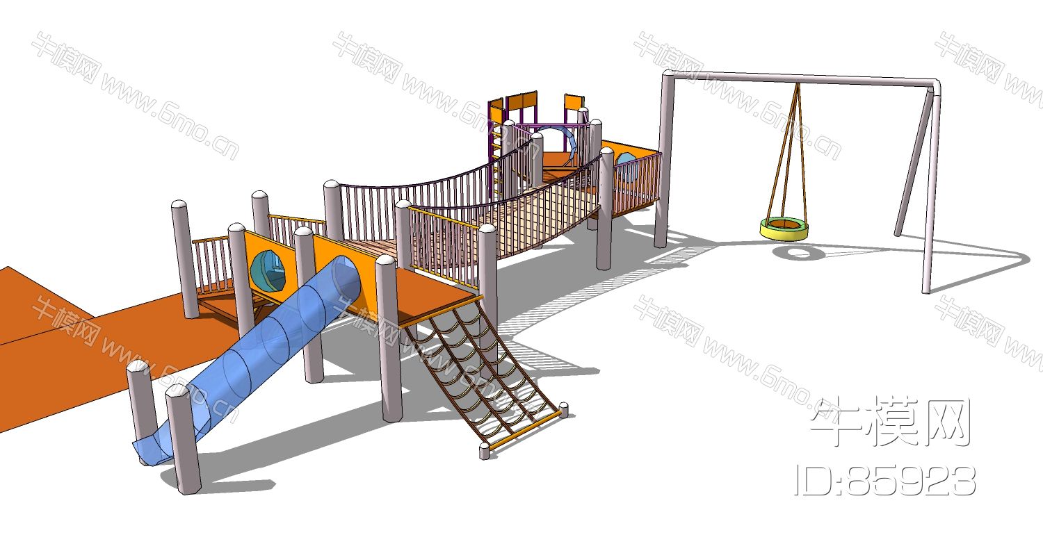现代儿童游乐园游乐设施儿童滑梯秋千组合
