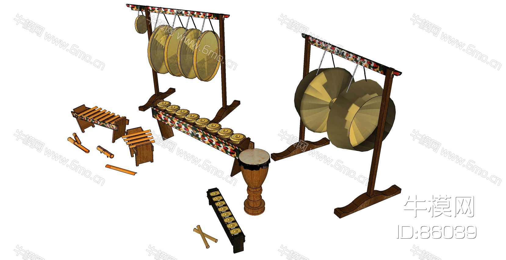 古典古代乐器打鼓构件锣