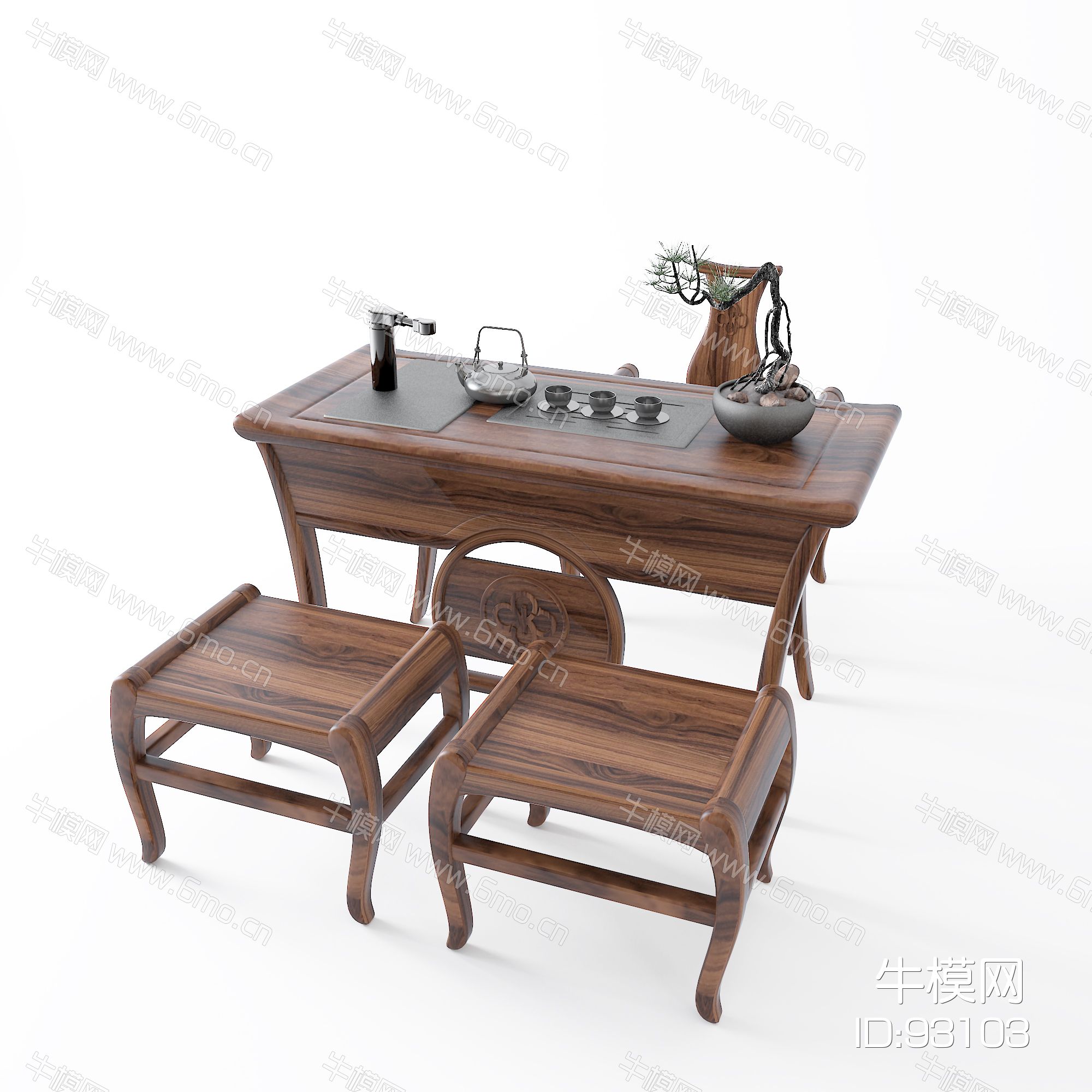 中式茶桌椅 茶具
