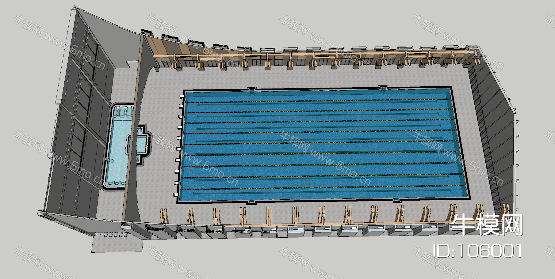 标准游泳池SU模型