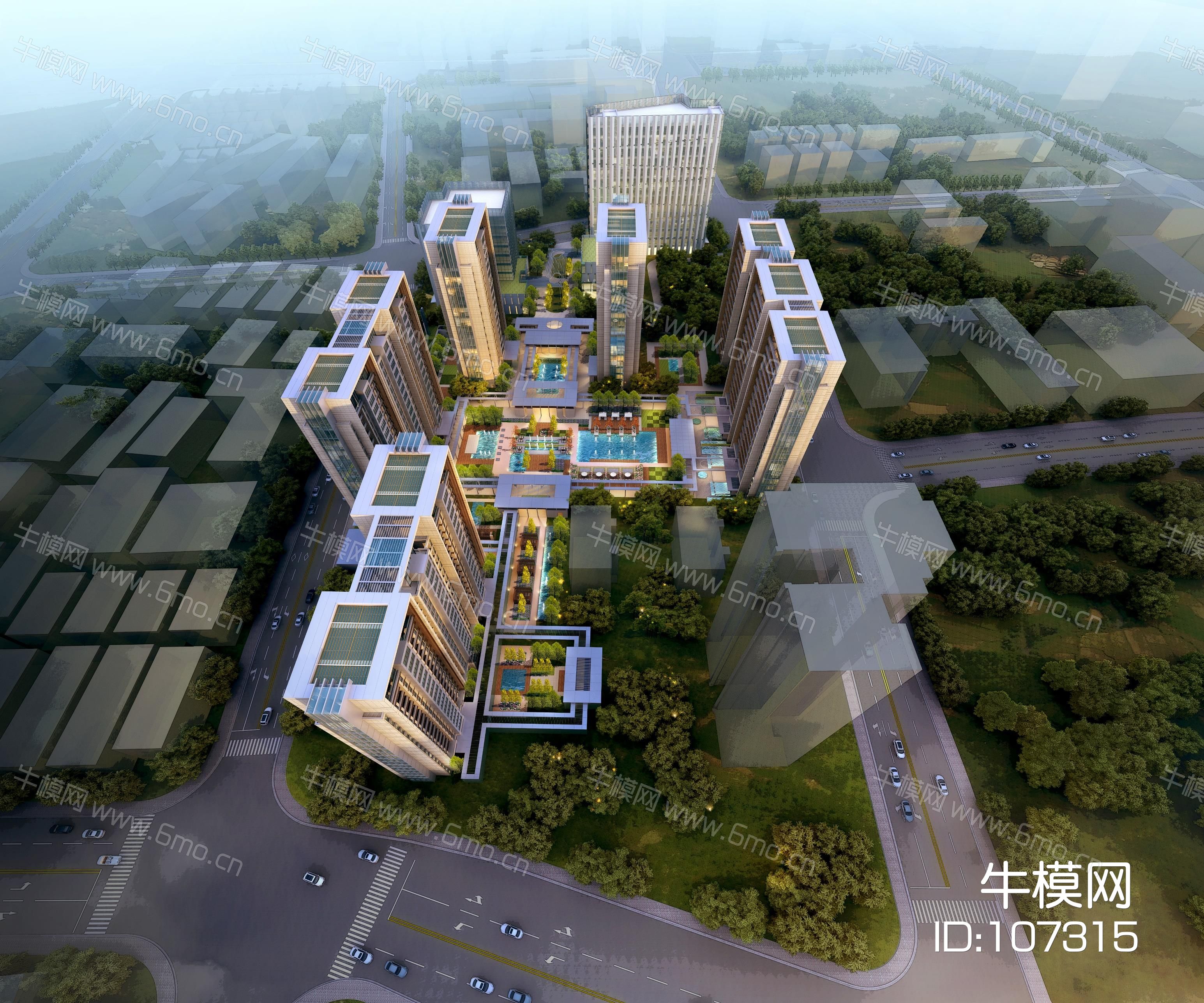 首创杨浦投标新亚洲风格高层+入口示范区中庭景观天华