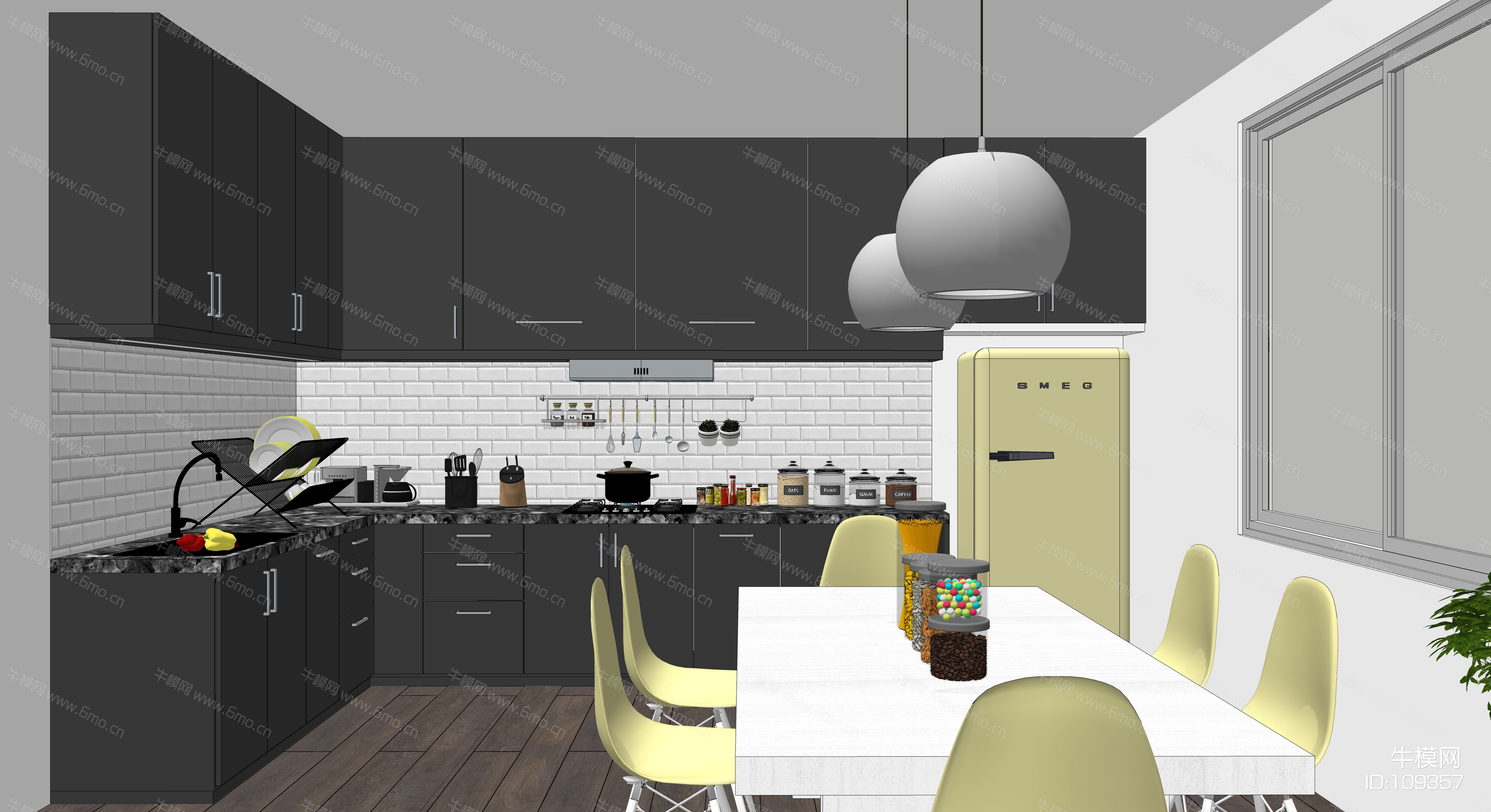 北欧厨房su模型下载