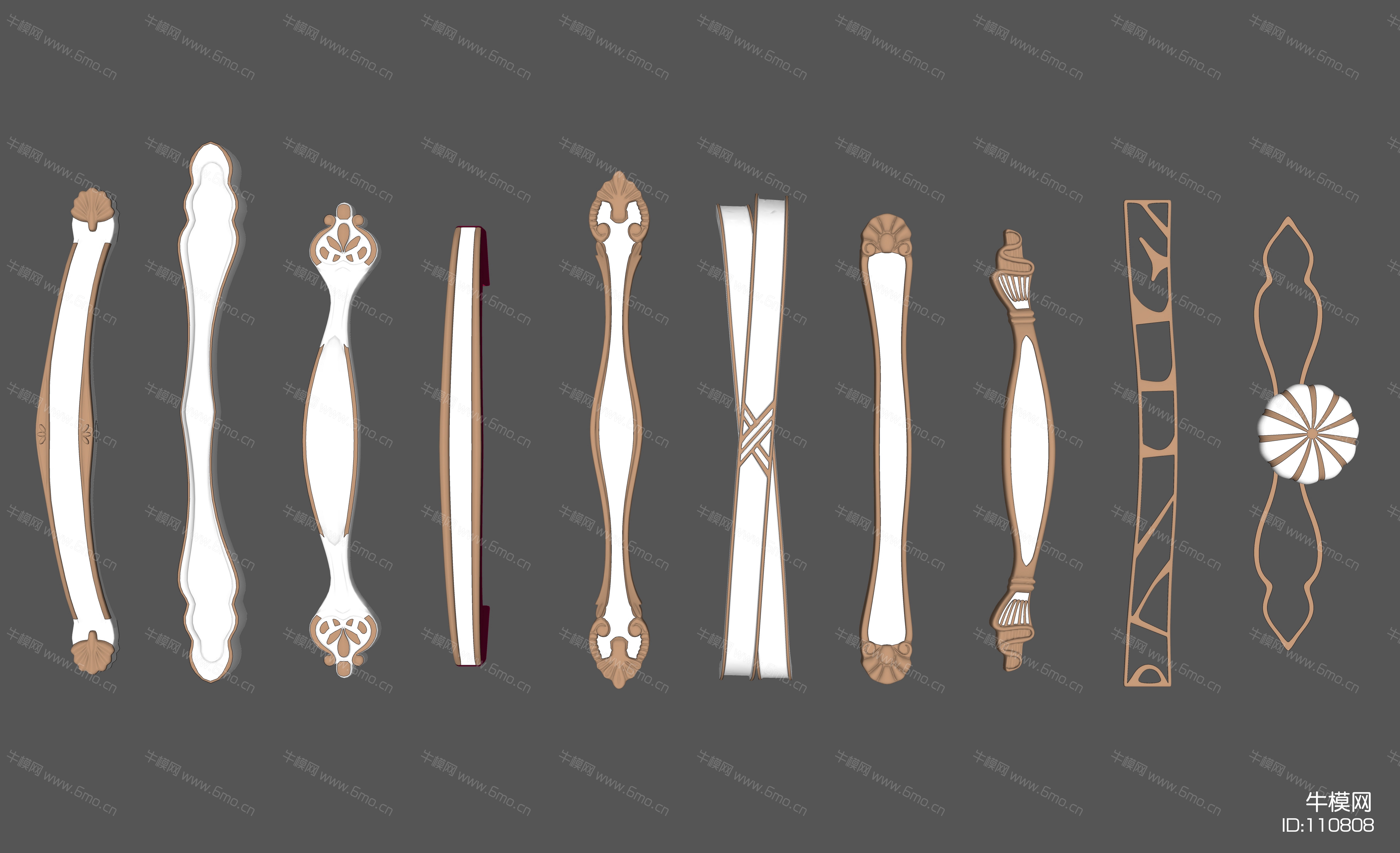 欧式金属门把手su模型下载