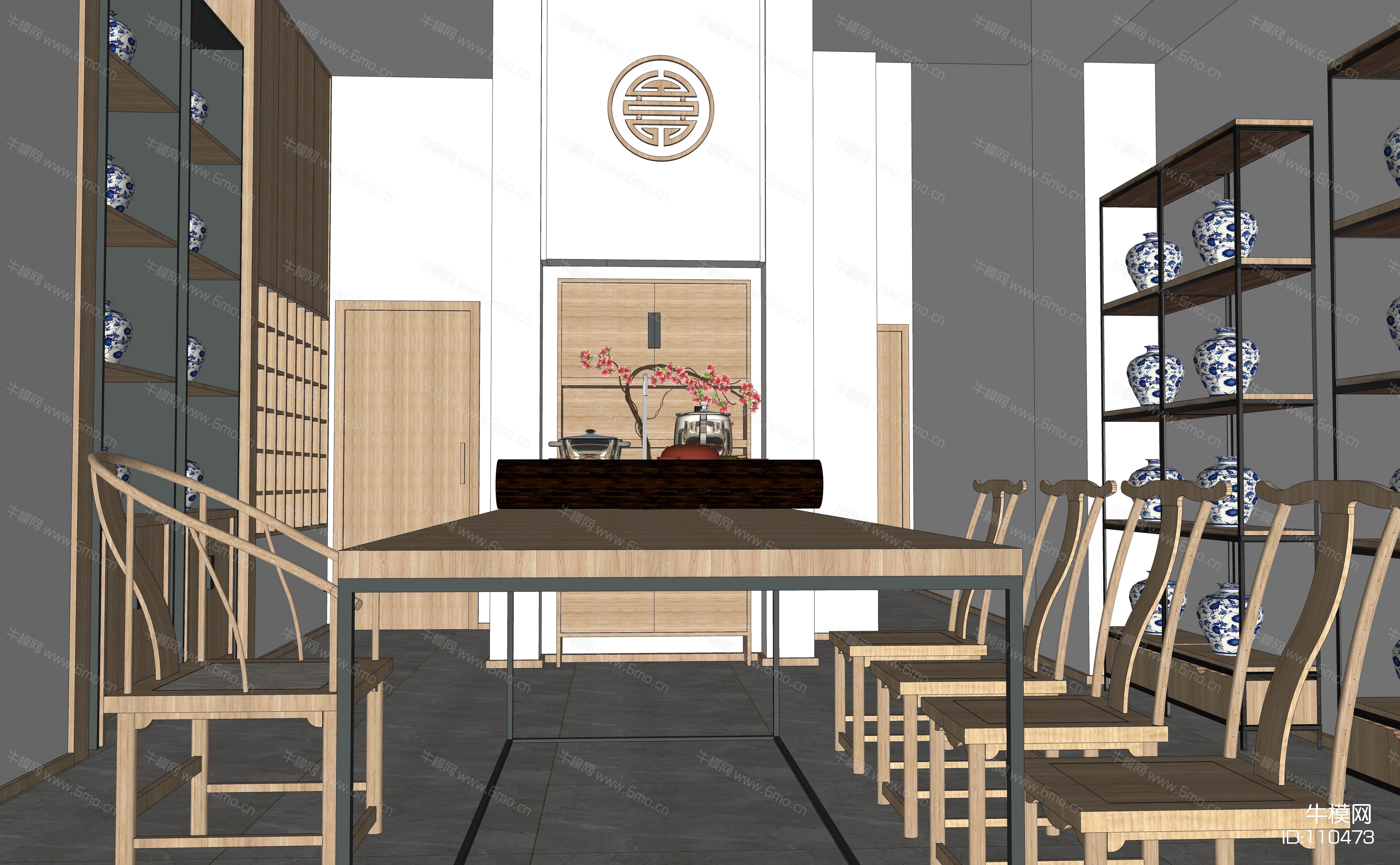 茶室su模型下载