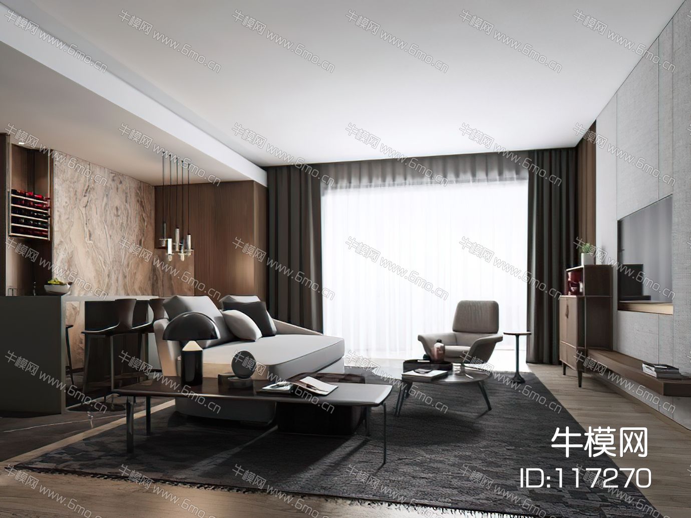 现代客厅沙发茶几组合
