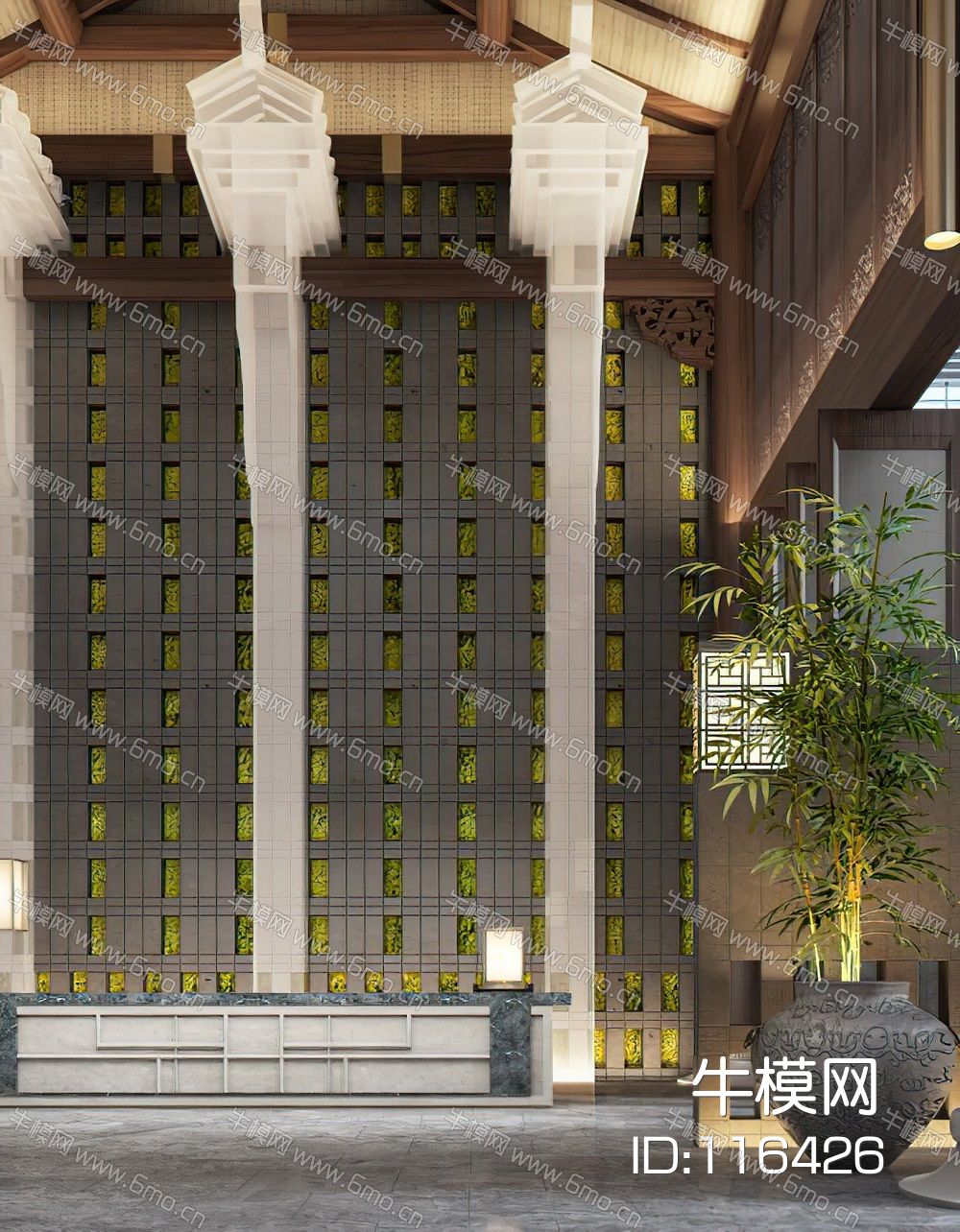 新中式酒店大堂前台