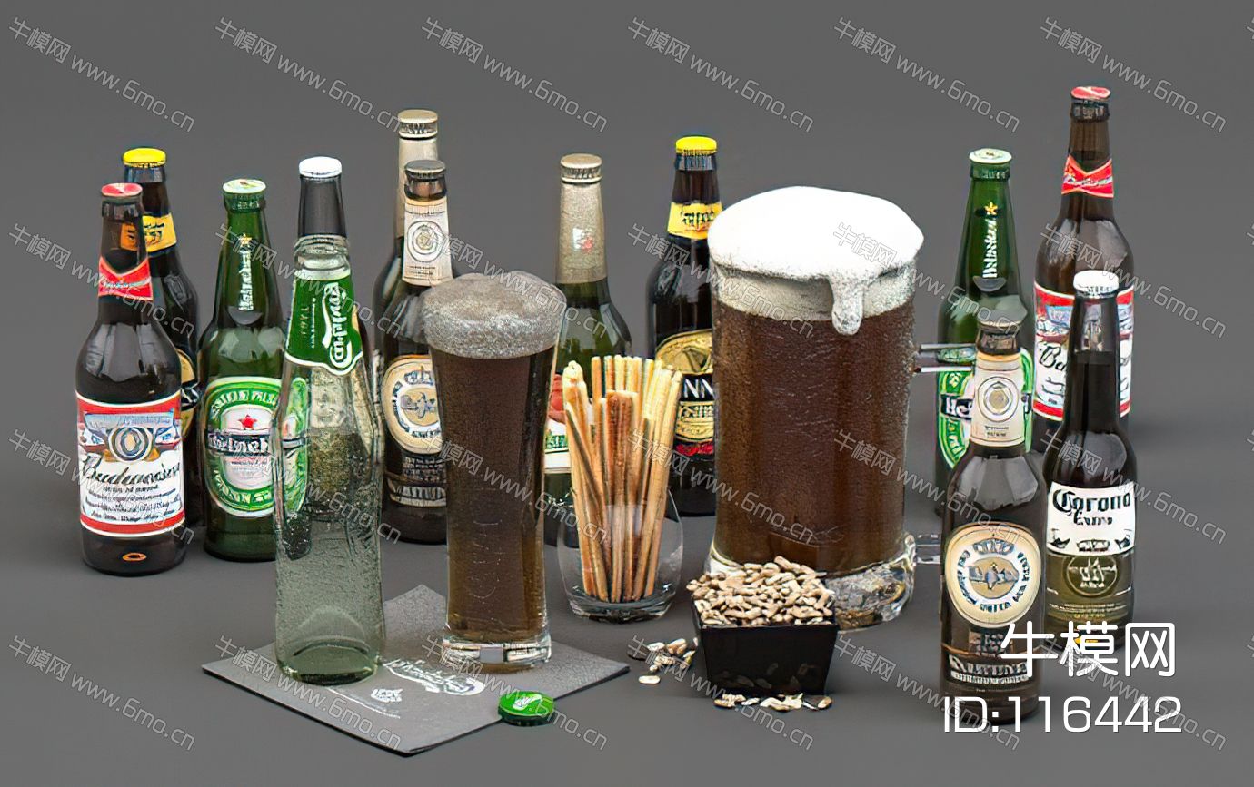 现代啤酒瓶酒水饰品摆件