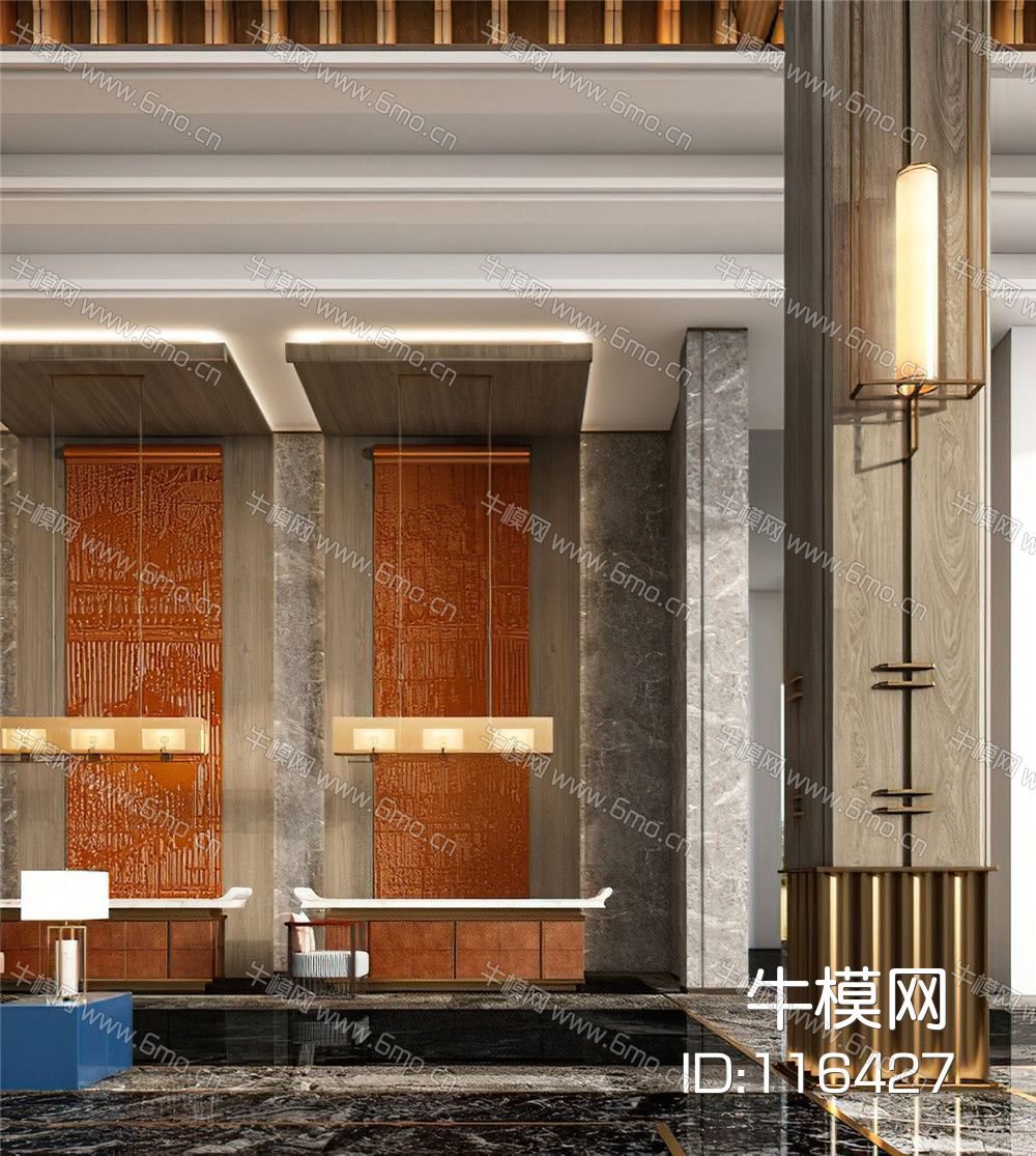 新中式酒店大堂前台
