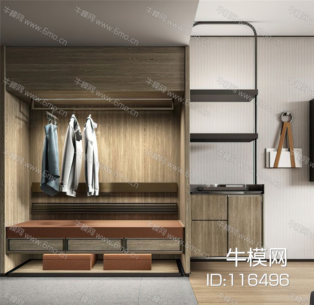 现代酒店客房衣柜迷你吧