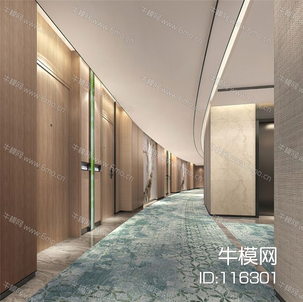 现代酒店客房走道