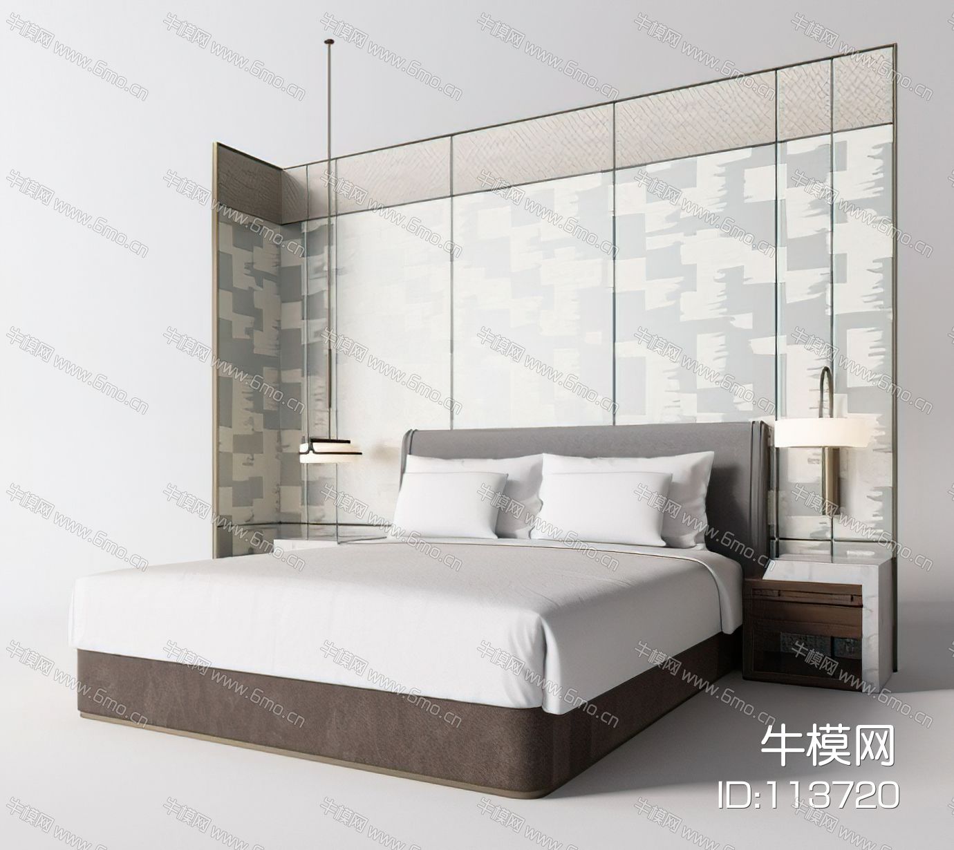 现代卧室床品床背景
