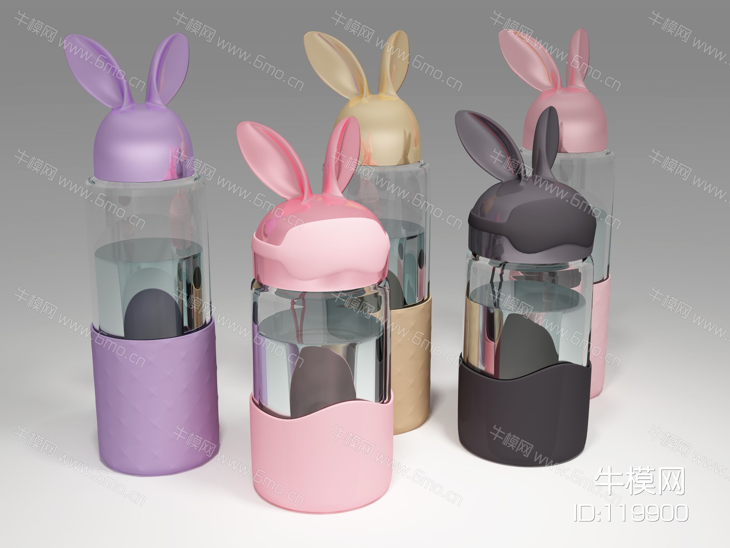 现代时尚玻璃杯兔子耳朵情侣礼品水杯