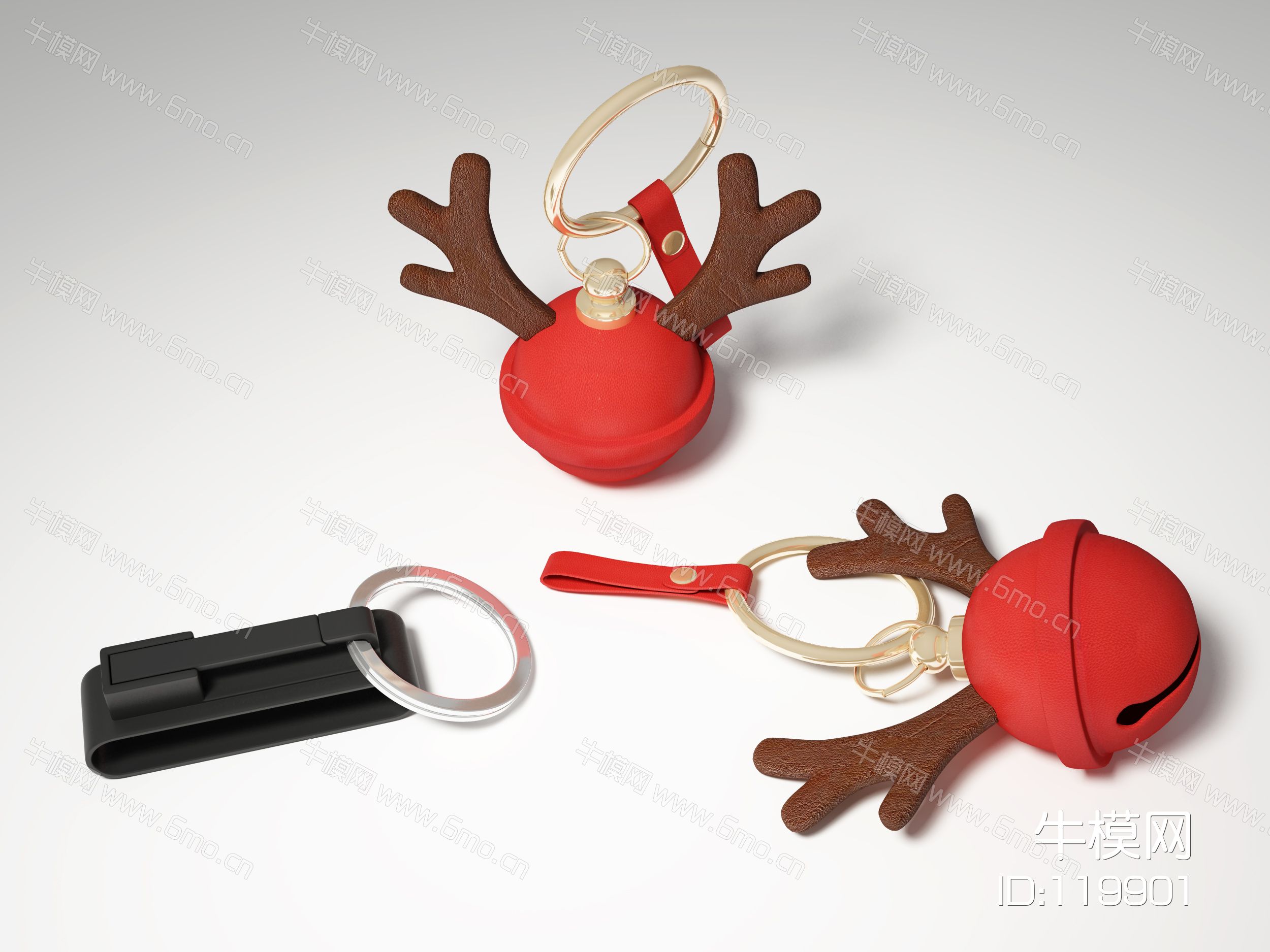 现代圣诞商务麋鹿铃铛钥匙扣