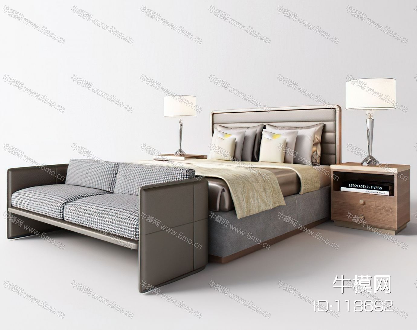 现代卧室床具休闲沙发