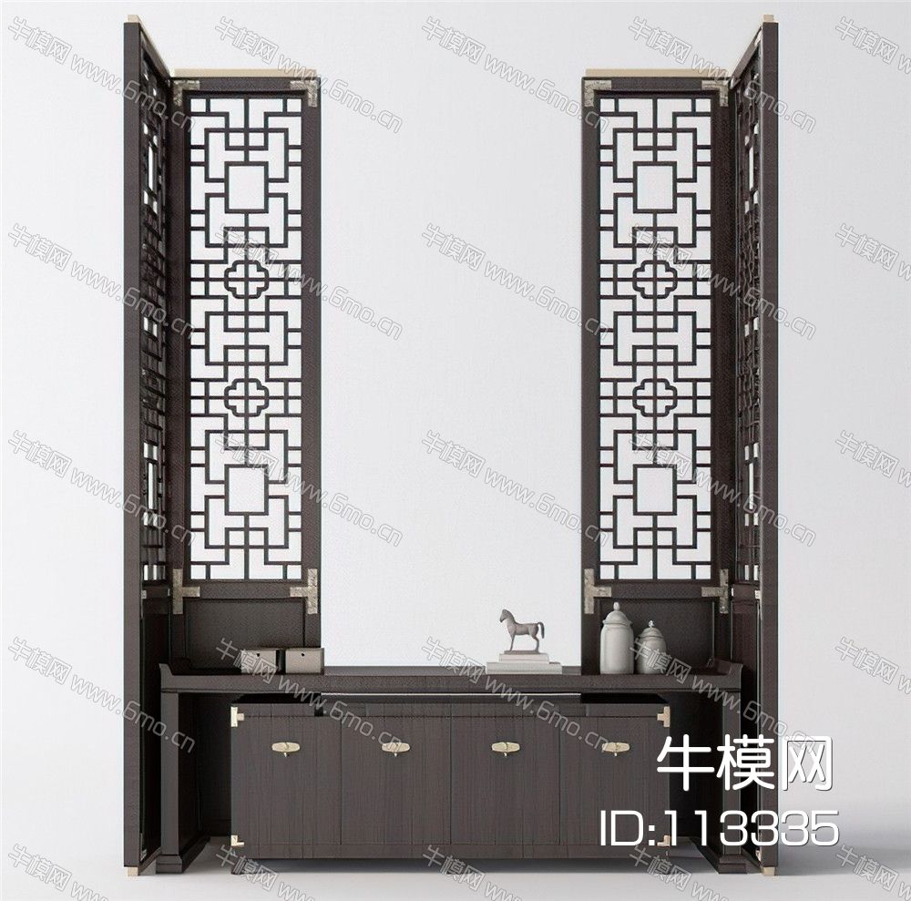 中式屏风玄关柜