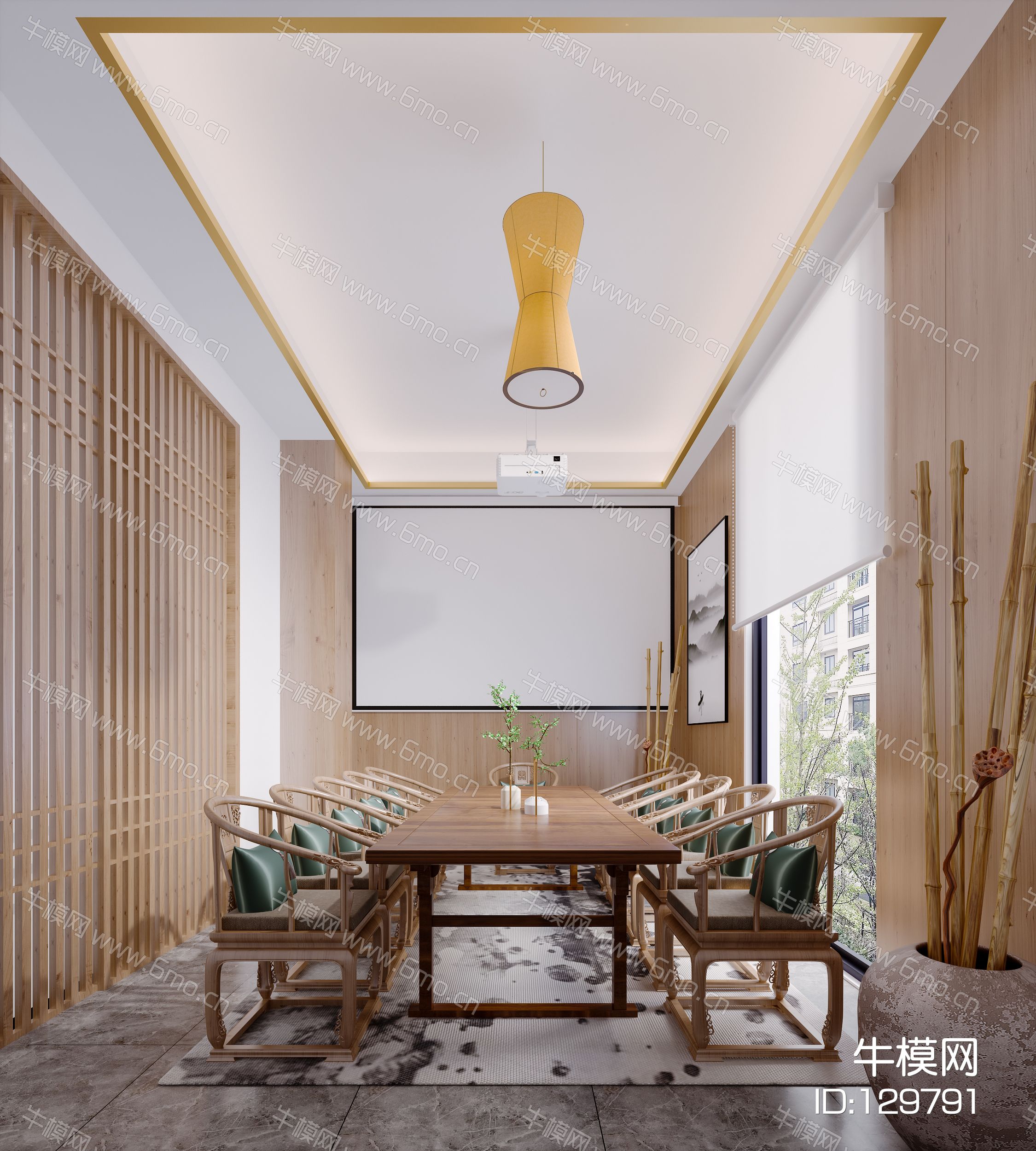 新中式现代简约轻奢风格会议室