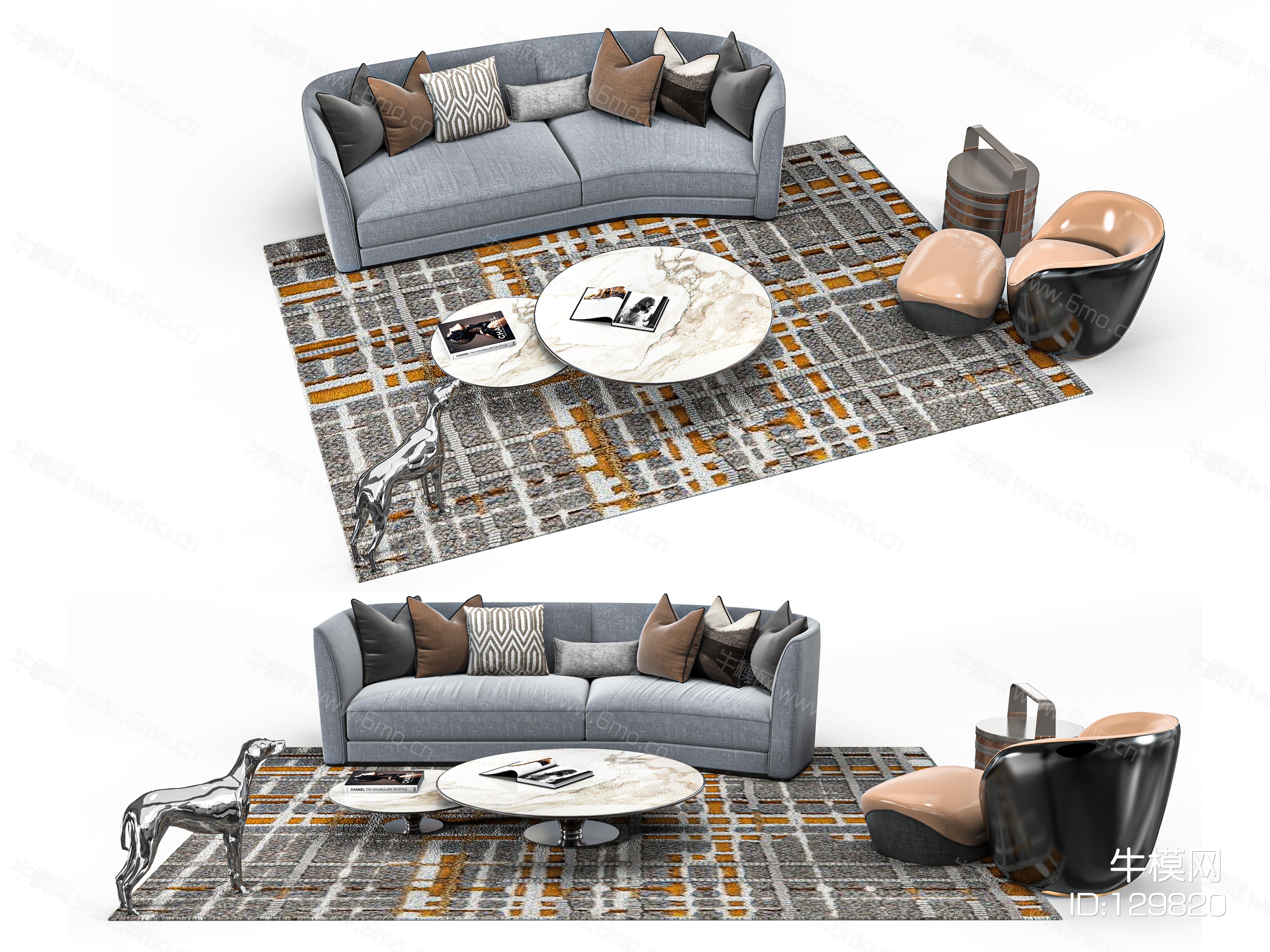 现代布艺弧形沙发组合3d现代布艺弧形沙发组合