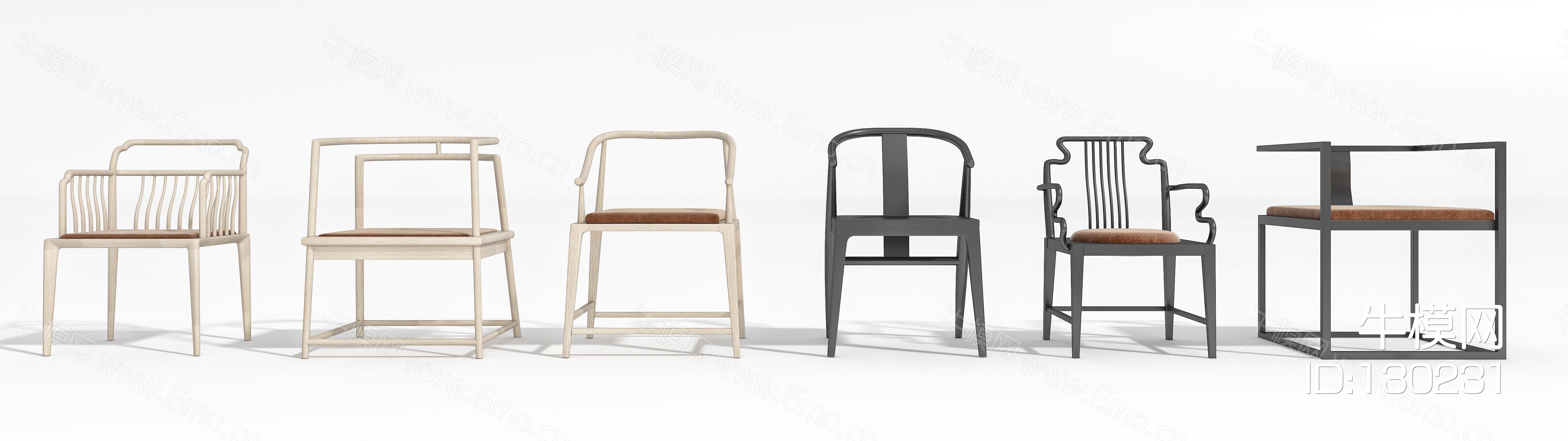 现代新中式单椅餐椅组合