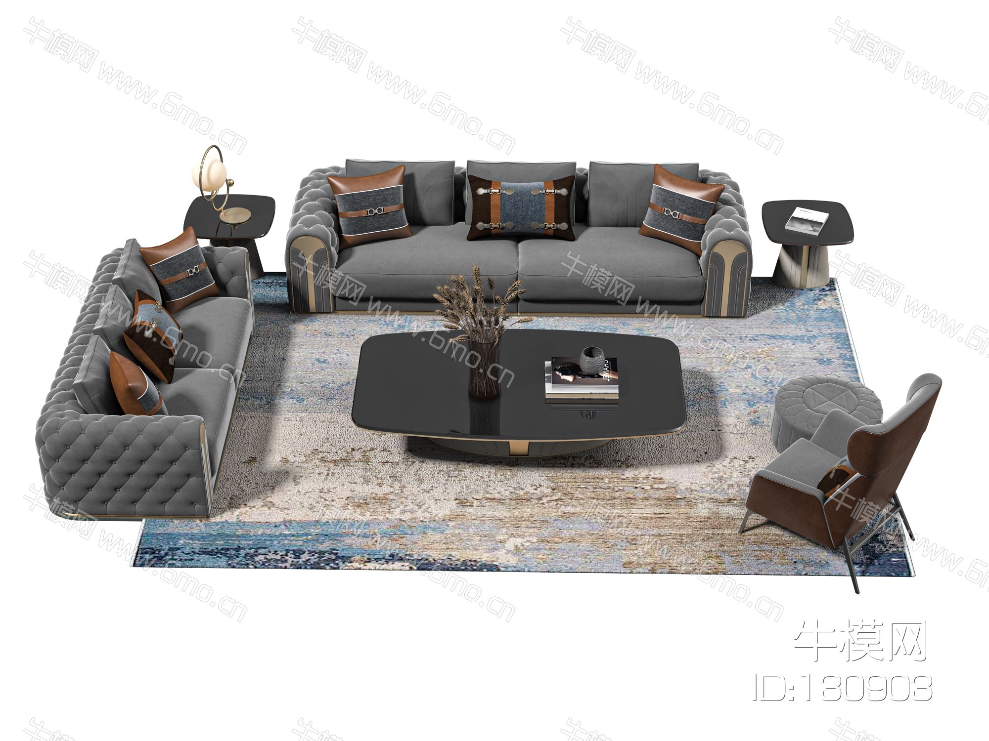 简欧客厅沙发茶几组合，客厅沙发茶几组合，多人沙发，单椅，双人沙发，茶几，落地灯，吊灯，台灯，地毯
