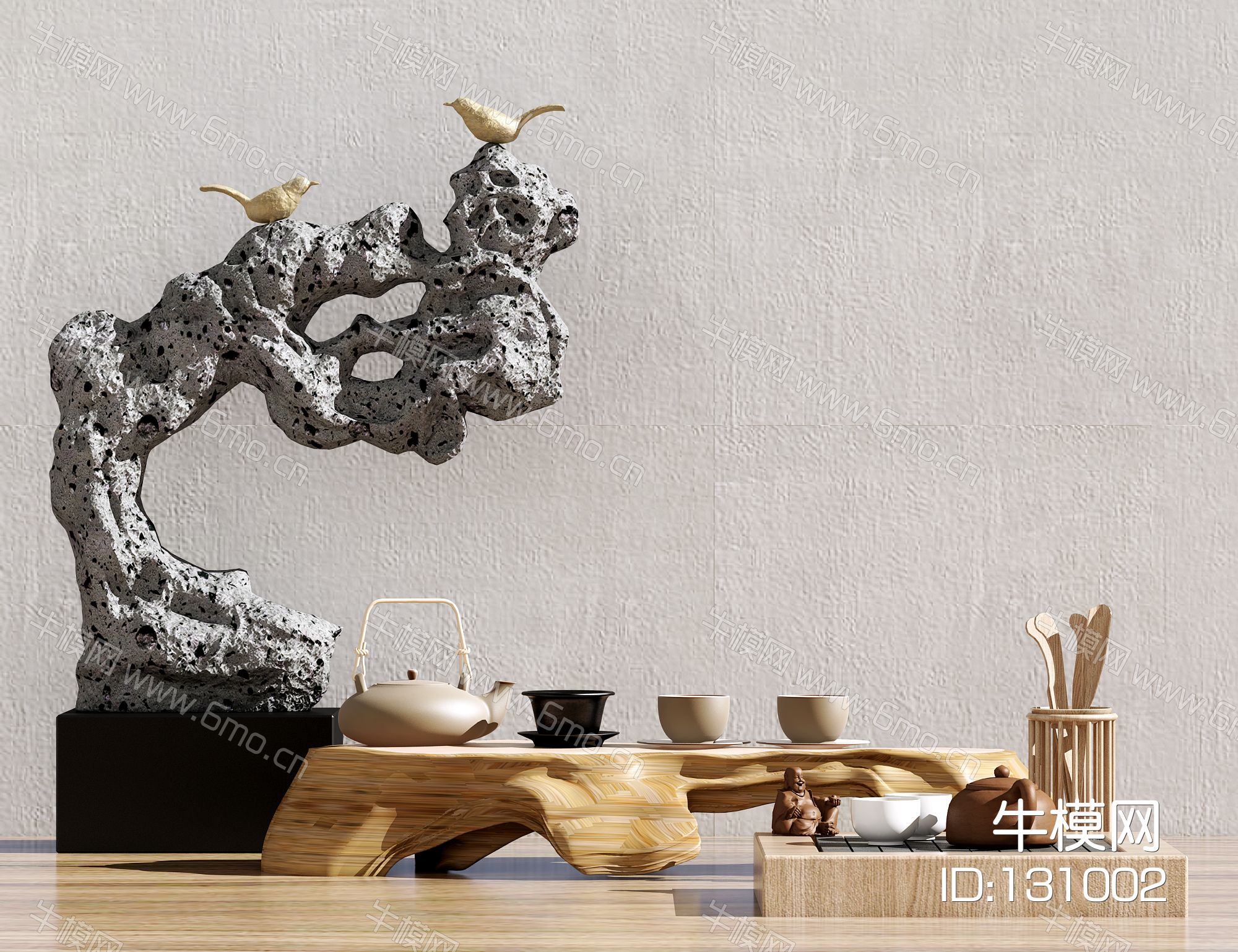 新中式茶具 石雕摆件