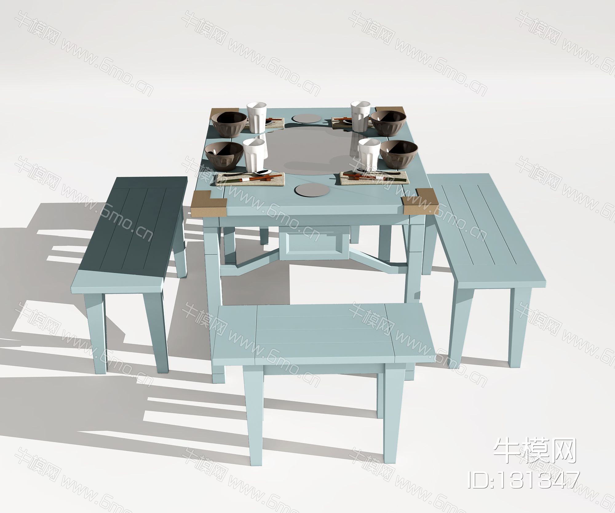 现代方形餐桌椅