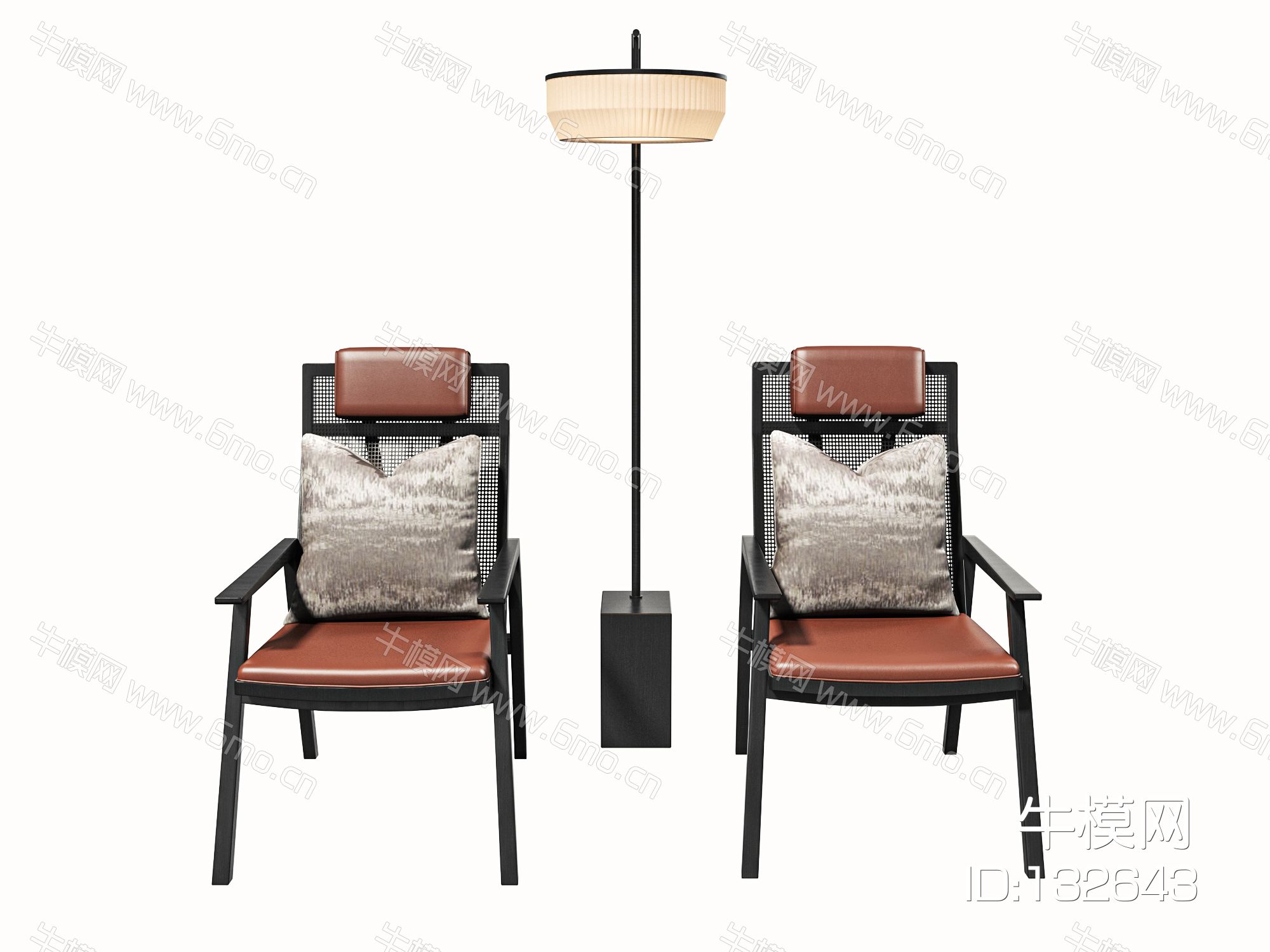 新中式单椅，休闲椅，单人沙发，落地灯