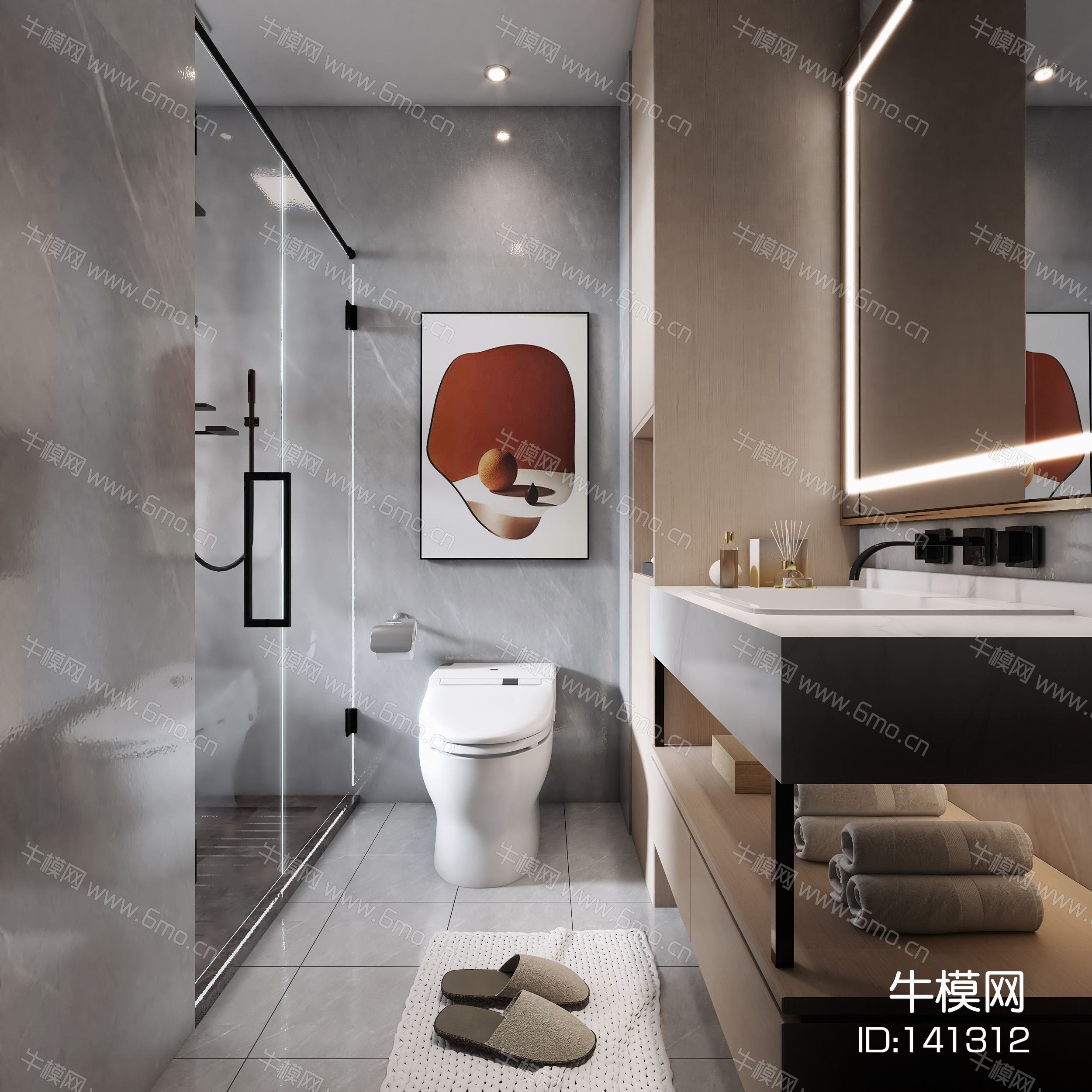 现代卫生间卫生间3d模型下载