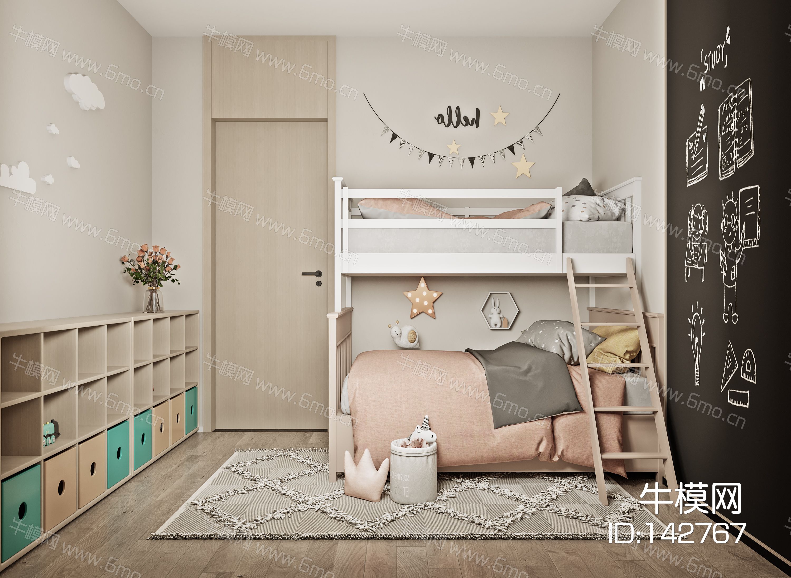 2021艾巴优学员投稿-现代新中式卧室,老人房,儿童房,休闲室3d模型下载