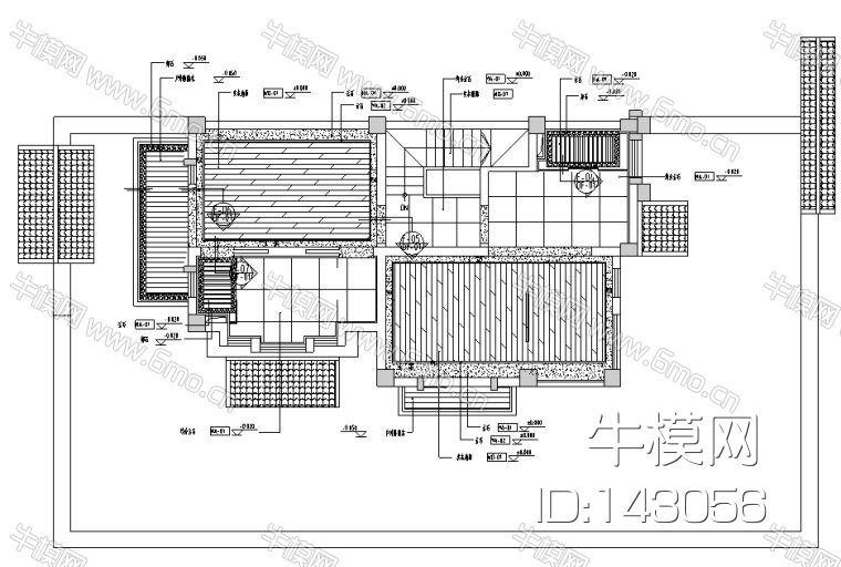 云南大理王宫别院样板间设计cad施工图纸（附物料表、效果图）