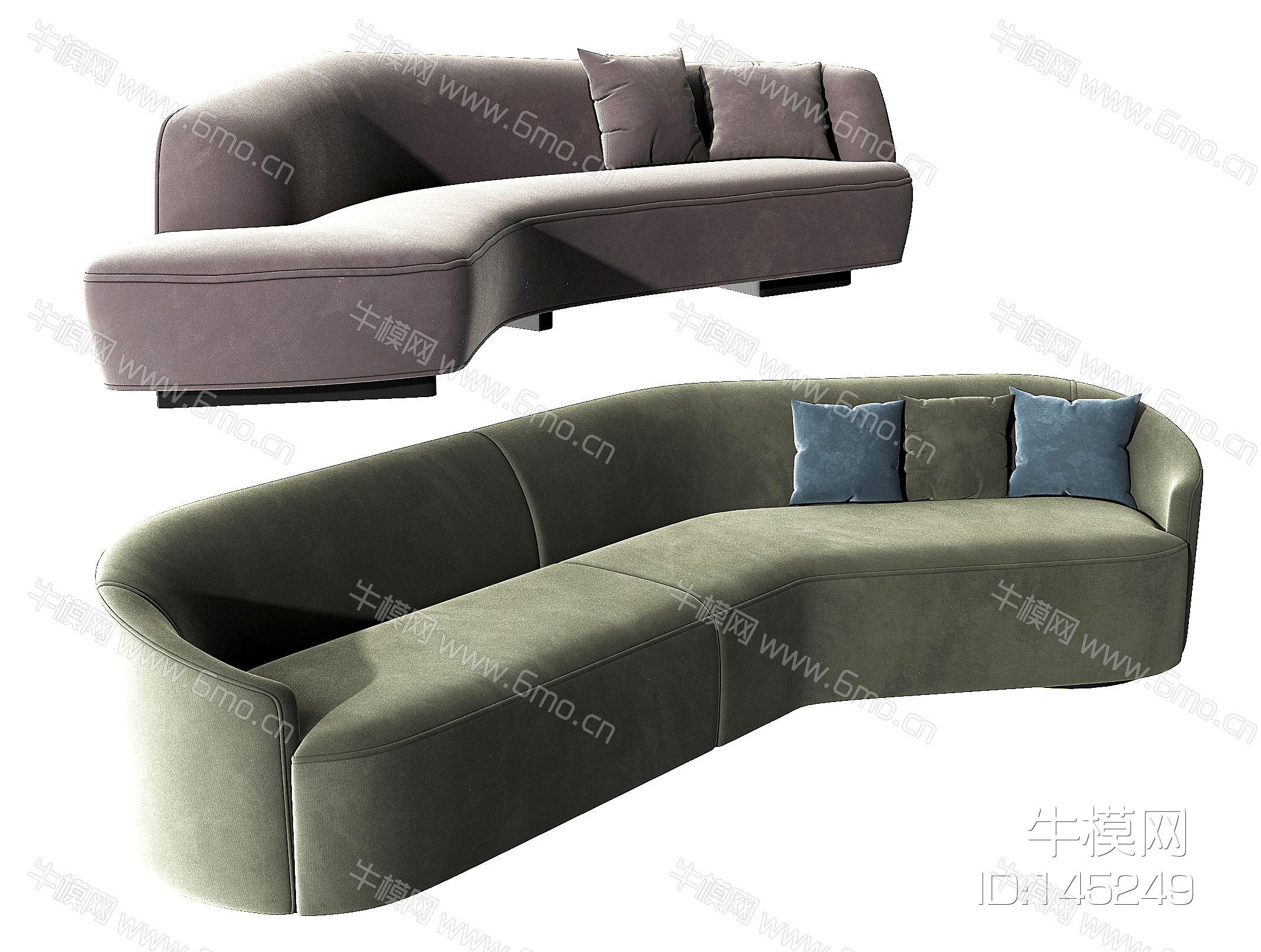 现代布艺弧形沙发