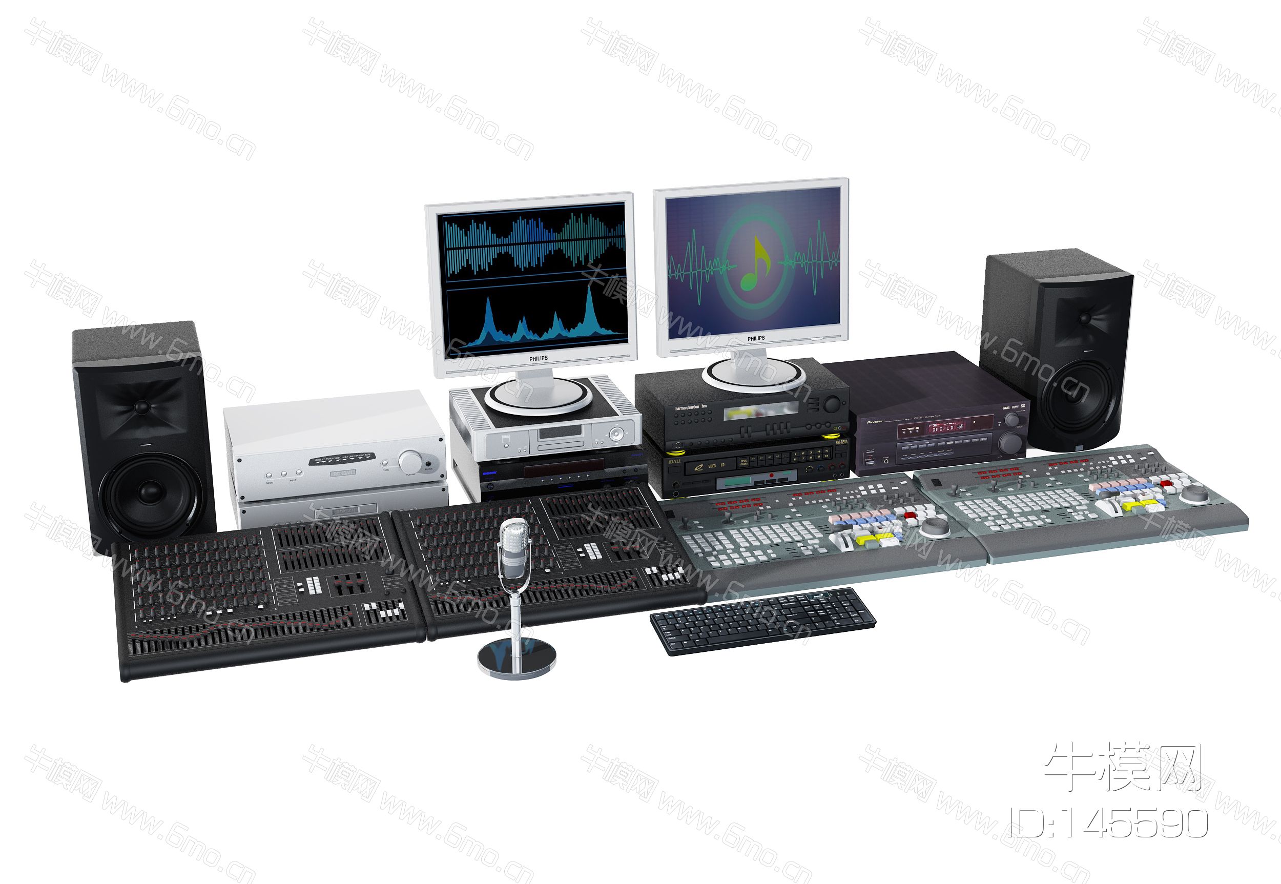 現代錄音設備音控臺3d模型下載