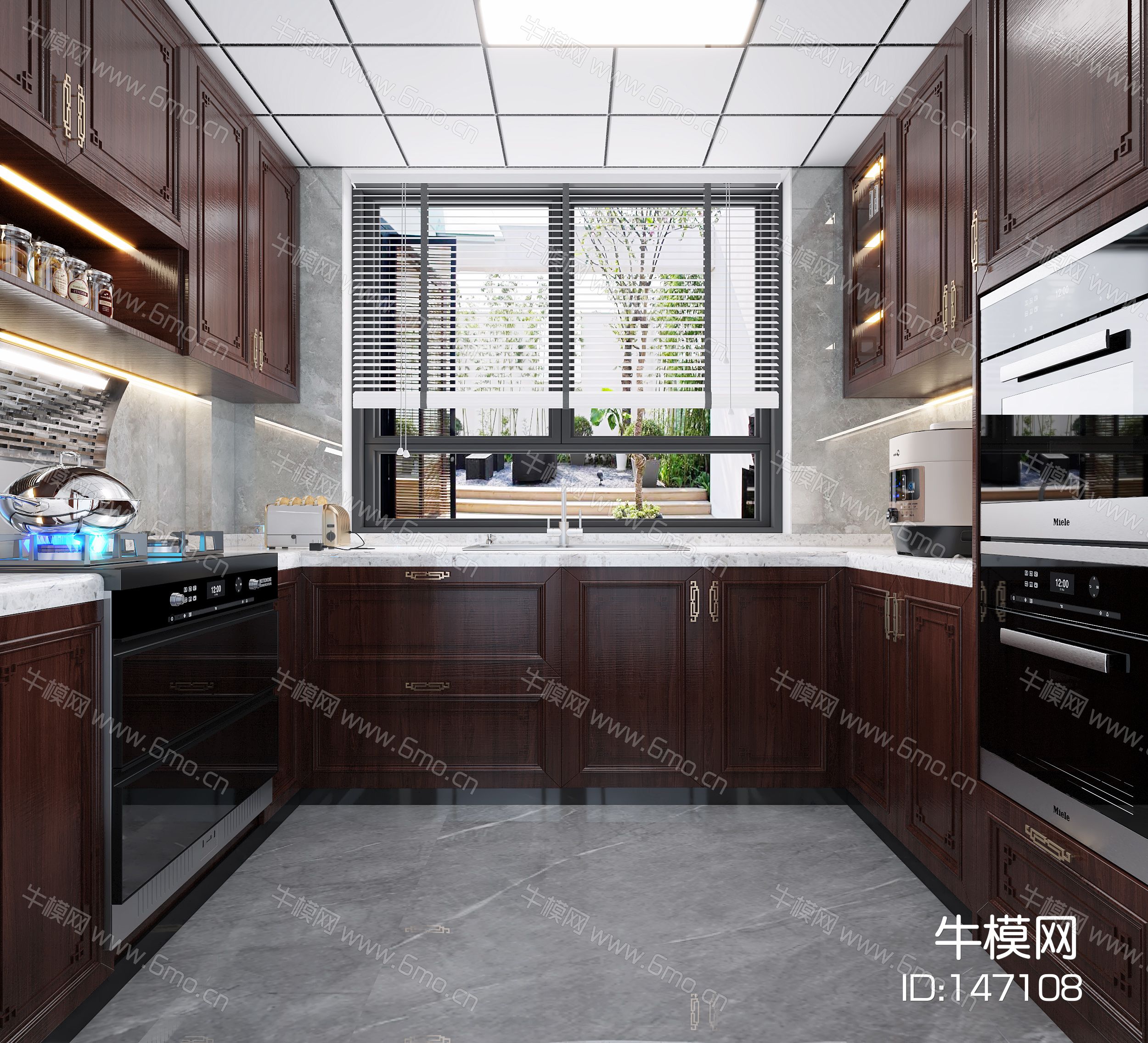 新中式厨房，中式厨房，厨房