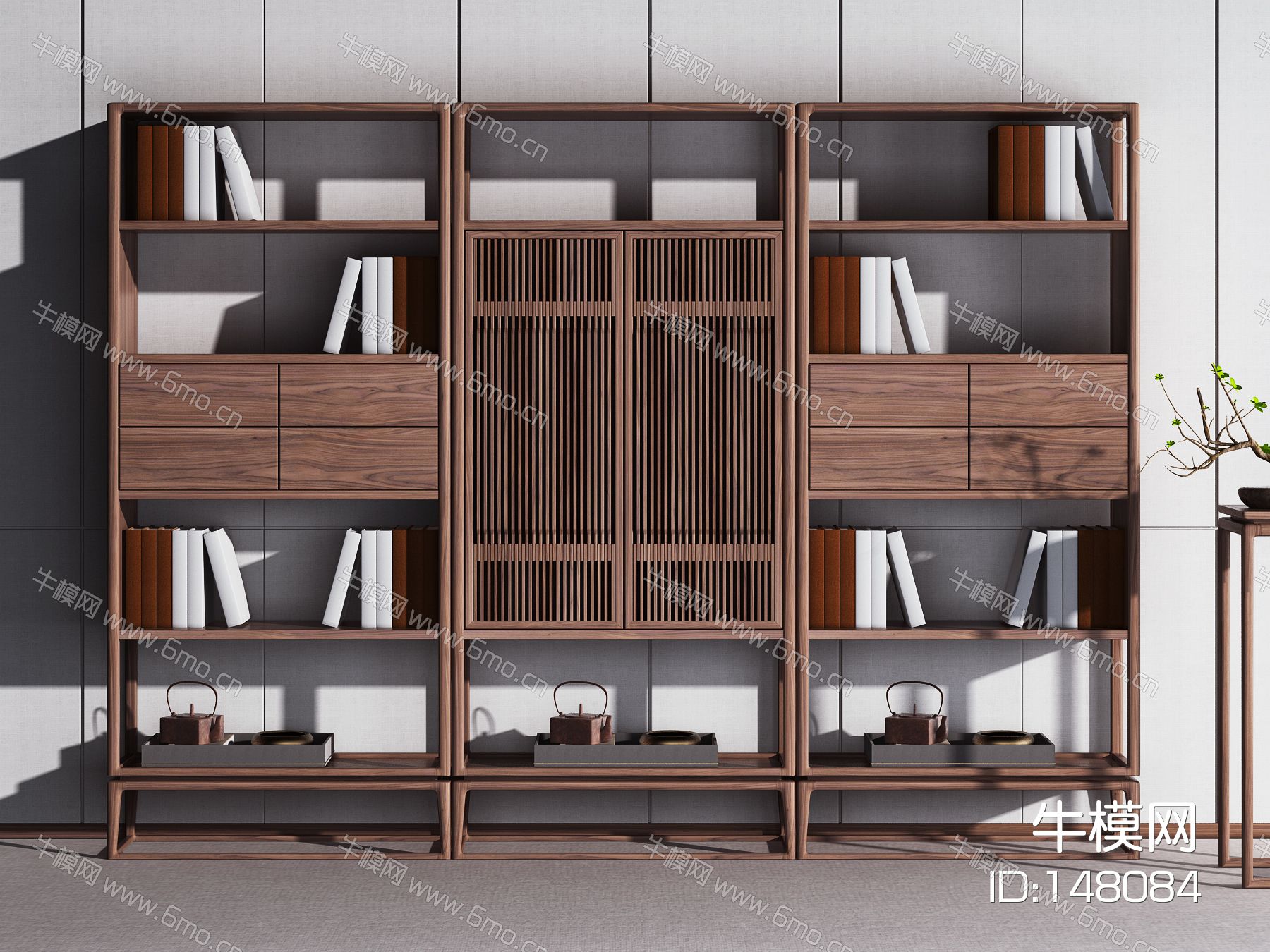 新中式古典实木简易书柜