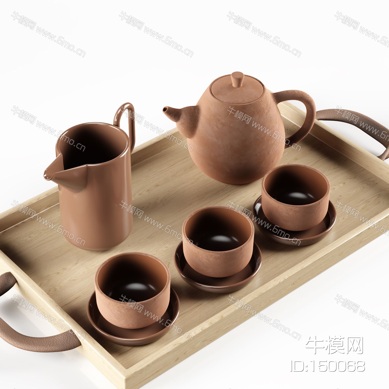 新中式紫砂茶壺茶杯飾品3d模型下載