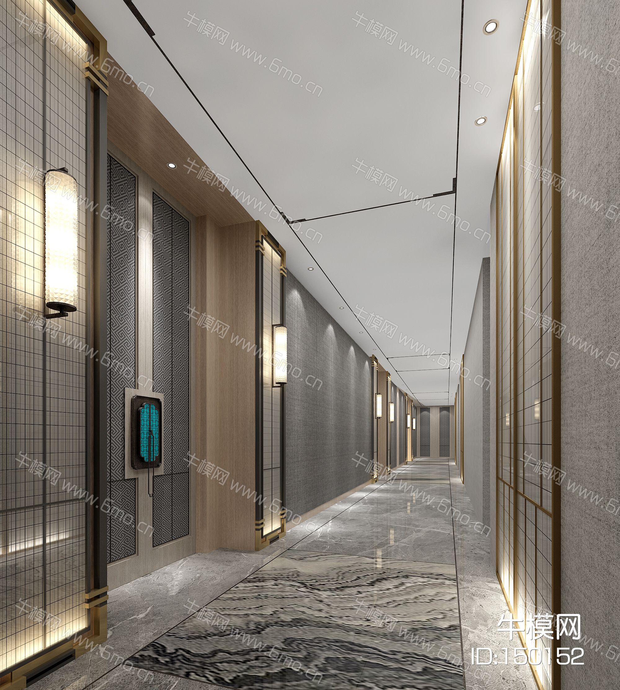 新中式酒店客房走廊