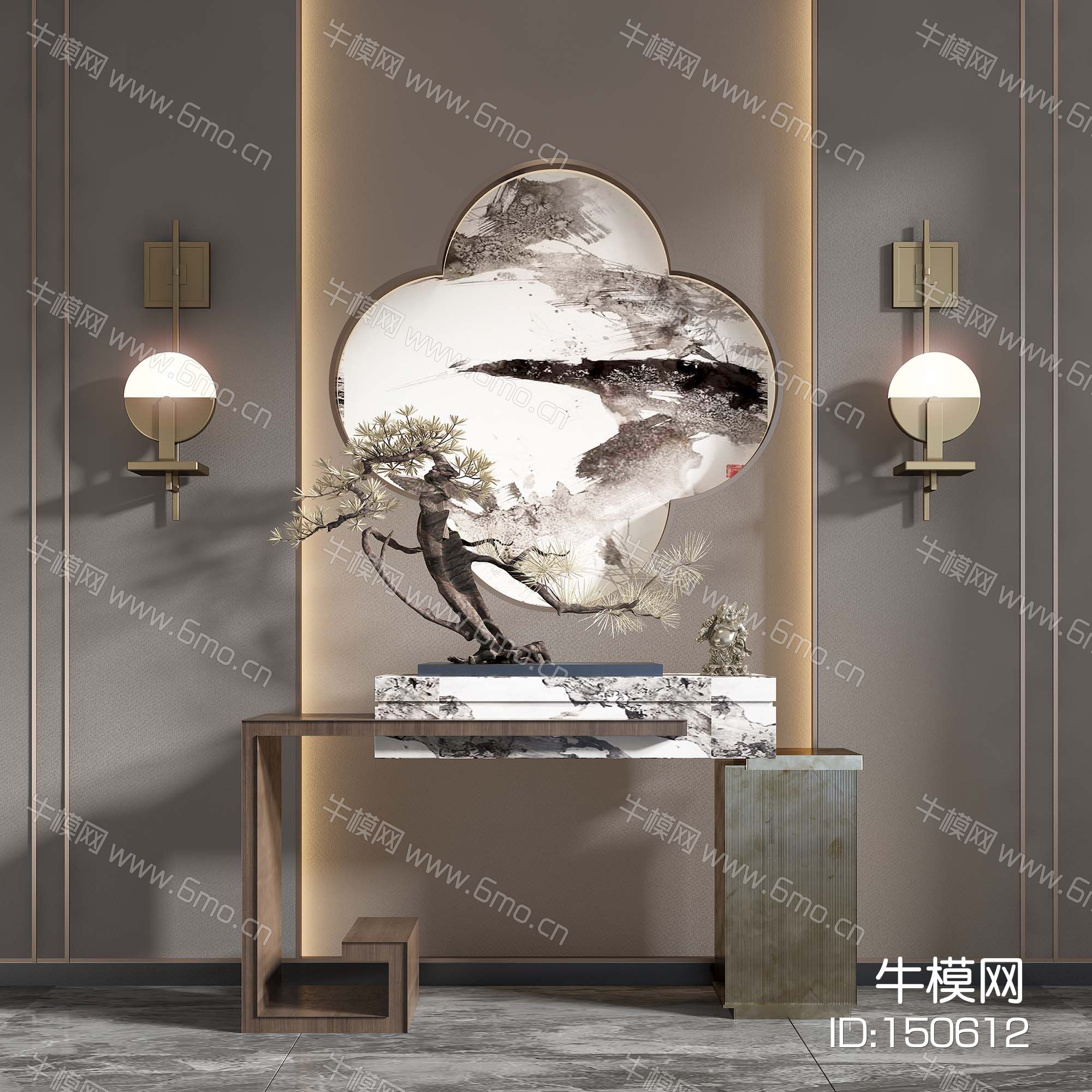 新中式玄关端景台玄关台
