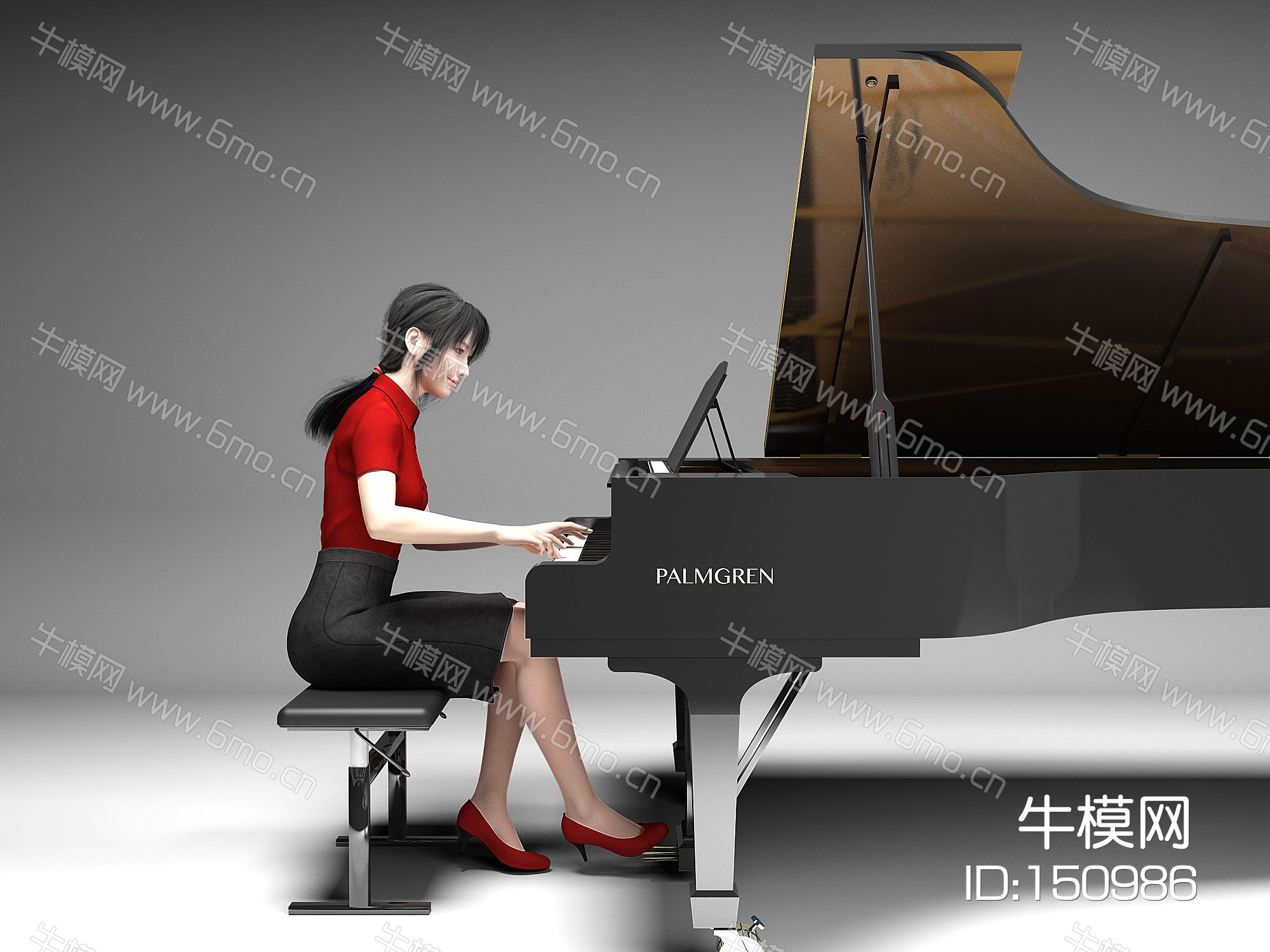 现代弹钢琴美女人物