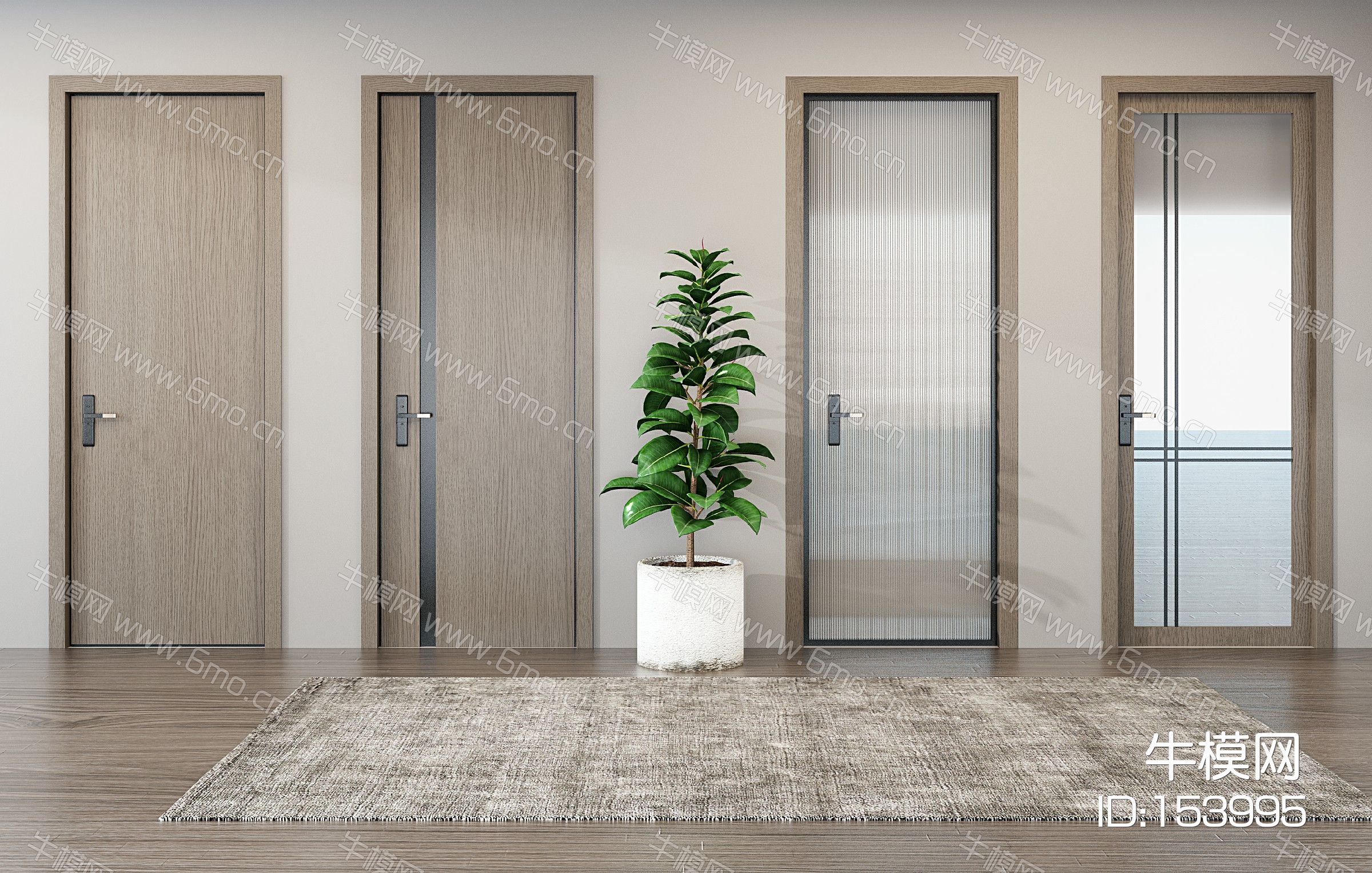 id是153995,版本为max 2011,建议使用3dmax2011软件打开,该门窗素材